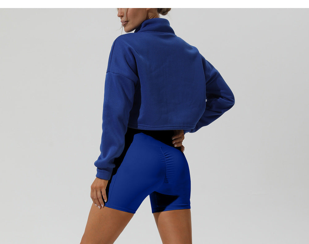 Outdoor Sports Long Sleeved Sweater Women Autumn Winter Stand Collar Loose Thickening Keep Warm Casual Zip Coat