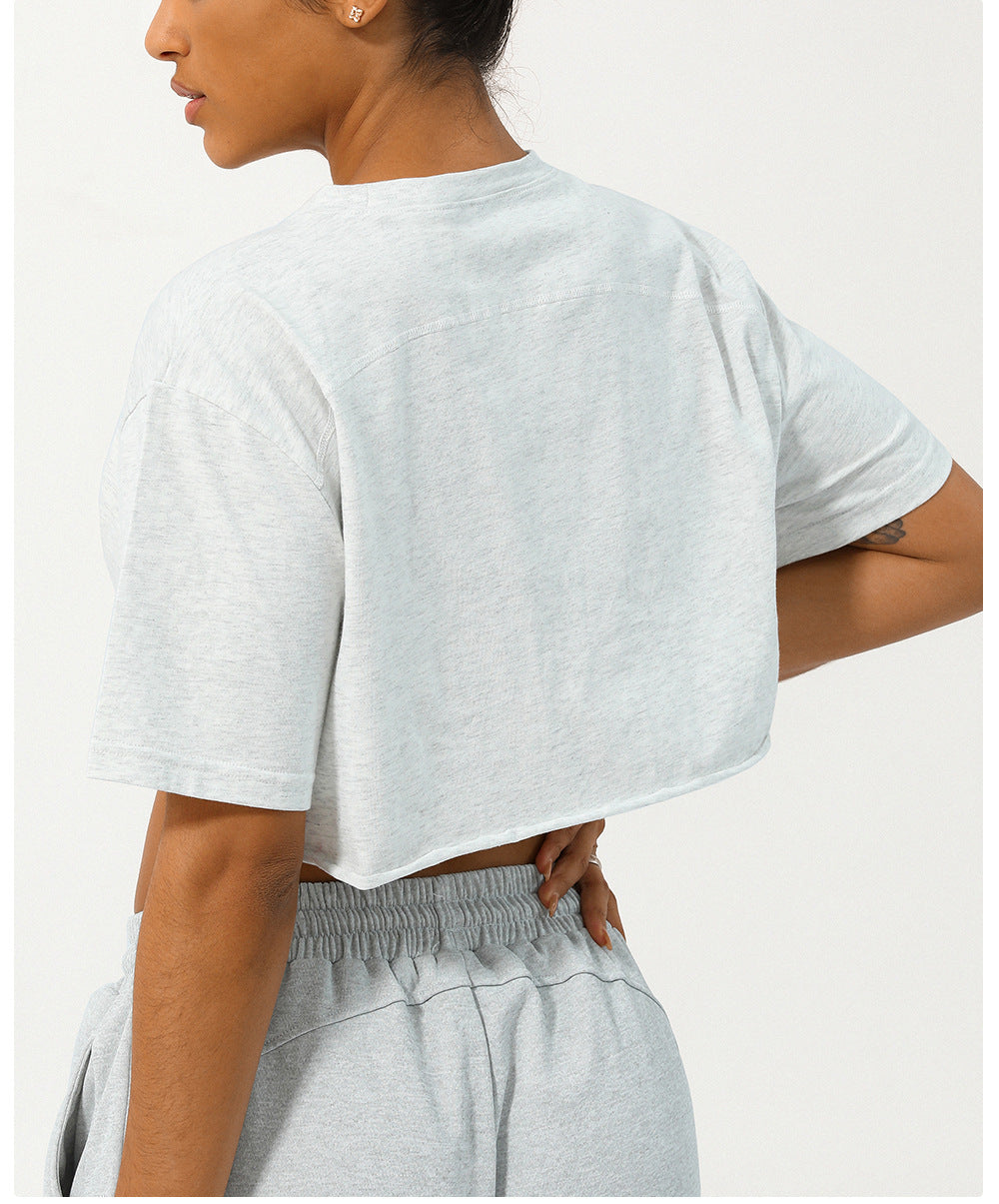Spring Summer Dance Running Sports Short Sleeve Yoga Suit Women Casual All Matching Workout Top Loose Exercise T Shirt Women