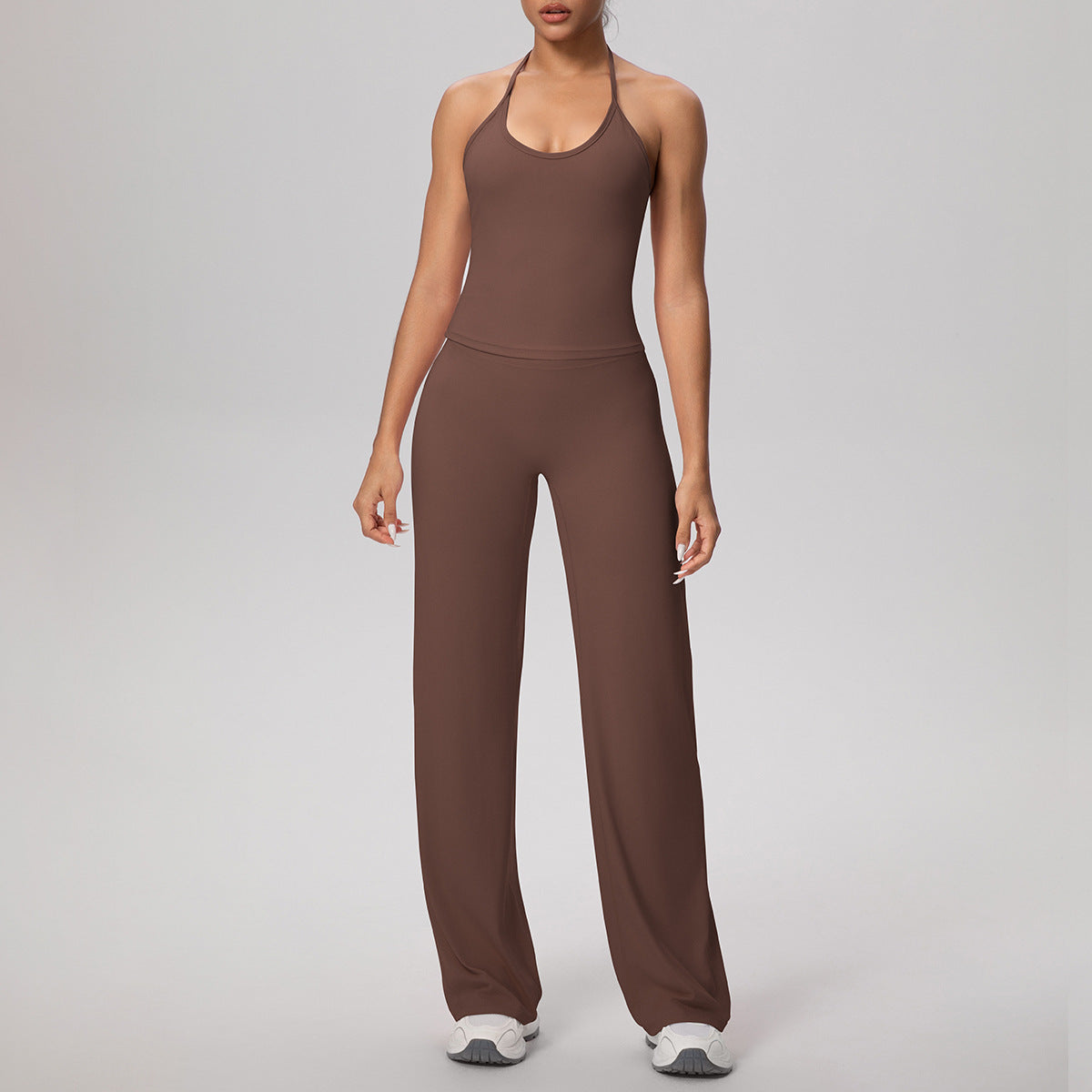 Cloud Sense Lace Strap Yoga Vest Fitness Pants Running Baggy Straight Trousers Fitness Yoga Wear Suit Women