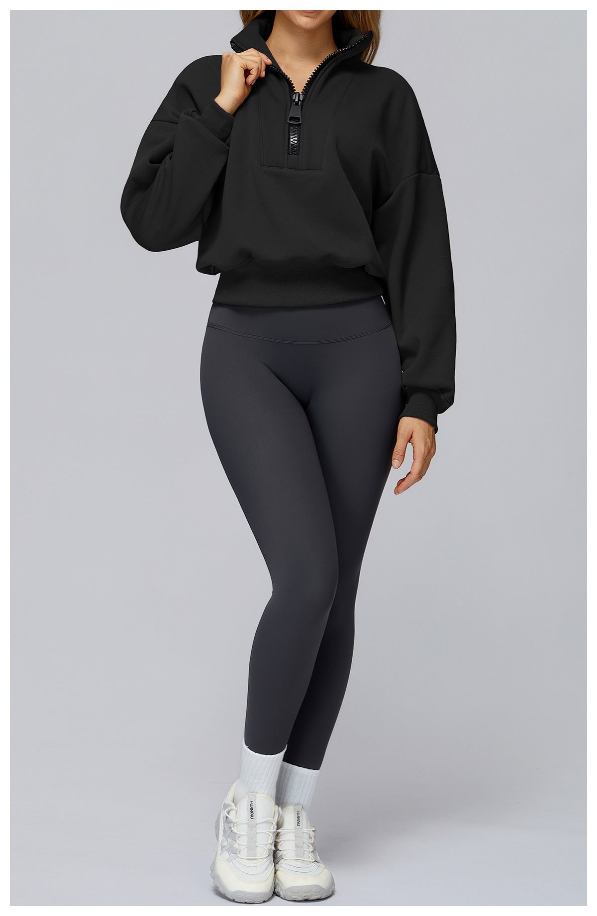 Autumn Winter Sports Sweater Stand Collar Loose Windproof Sweater Warm All Matching Outdoor Casual Sports Top