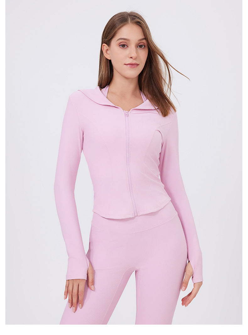Quick Drying Slim Fit Yoga Clothes Women Sports Sailor Collar Running Jacket Zip Up Shirt Outer Casual Jacket Workout Clothes