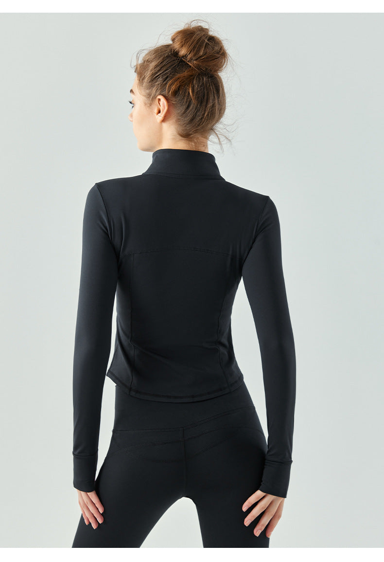 Yoga Clothes Coat Fall Winter Slim Slimming Zipper Long Sleeve Sports Top Warm with Velvet Workout Clothes Fleece Jacket