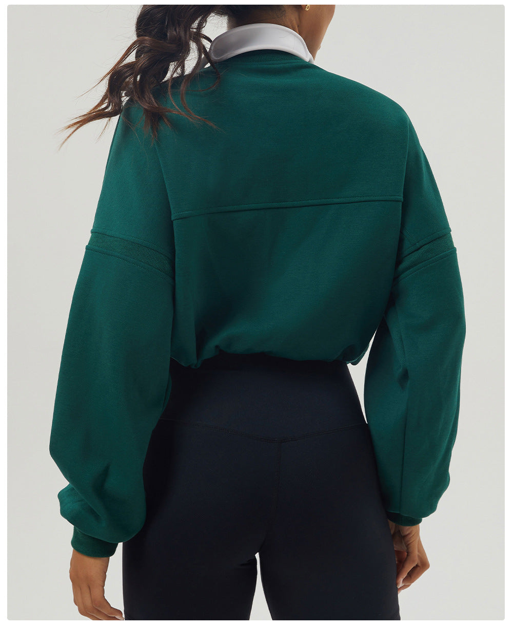 Autumn Winter Thickened Sweater Sports Casual Yoga Clothes Long Sleeve Jacket Half Zipper Fitness Clothes Loose Sweater Women