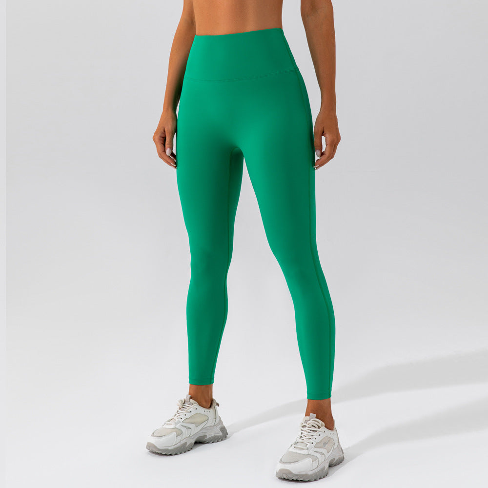 Quick Drying Nude Feel Yoga Pants Women High Waist Hip Lifting Belly Contracting Fitness Pants Running Sports Slim up Pants Solid