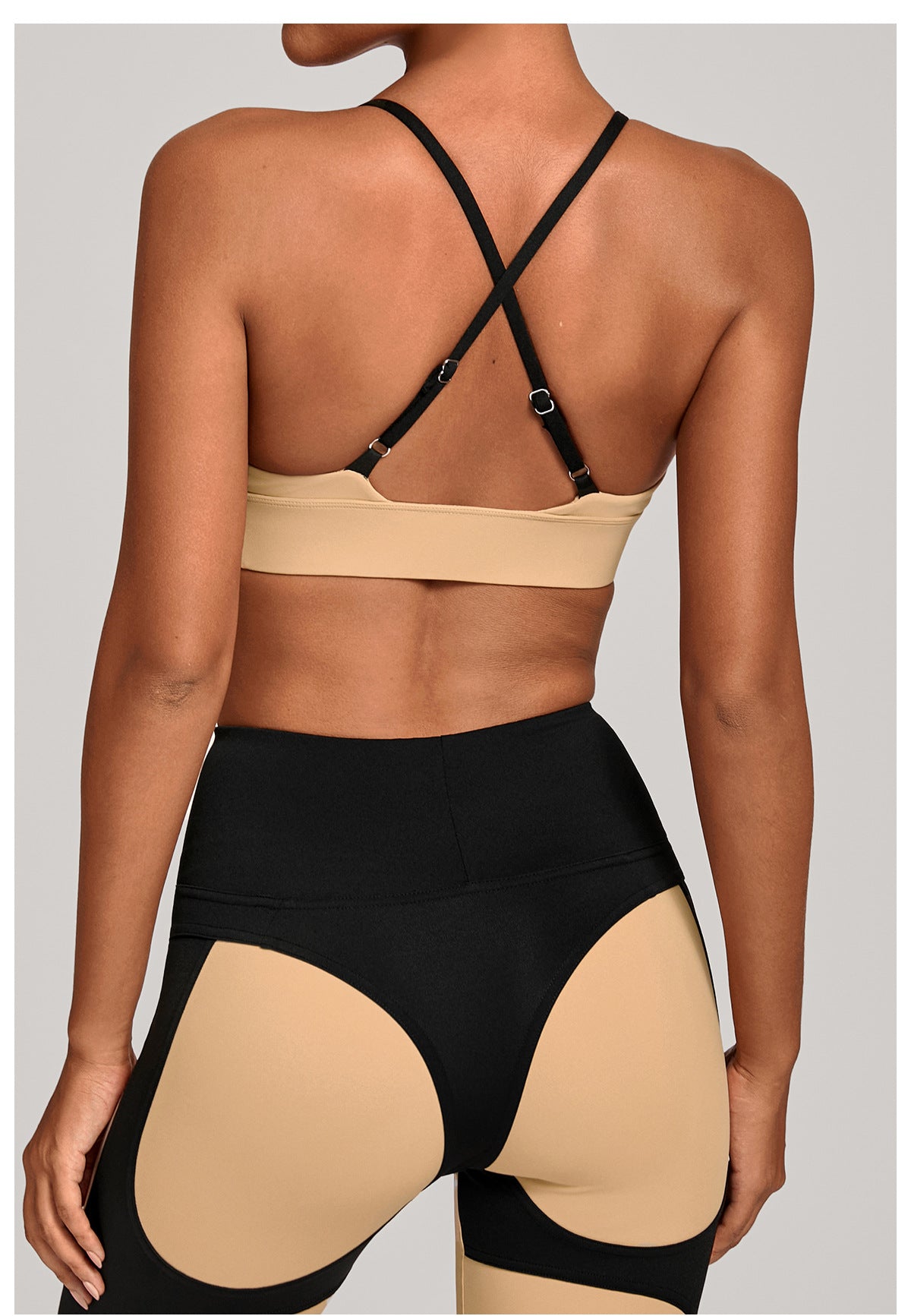 Women Autumn Sand Adjustable Shoulder Strap Sports Underwear Shockproof Color Matching Yoga Bra Outdoor Workout Clothes