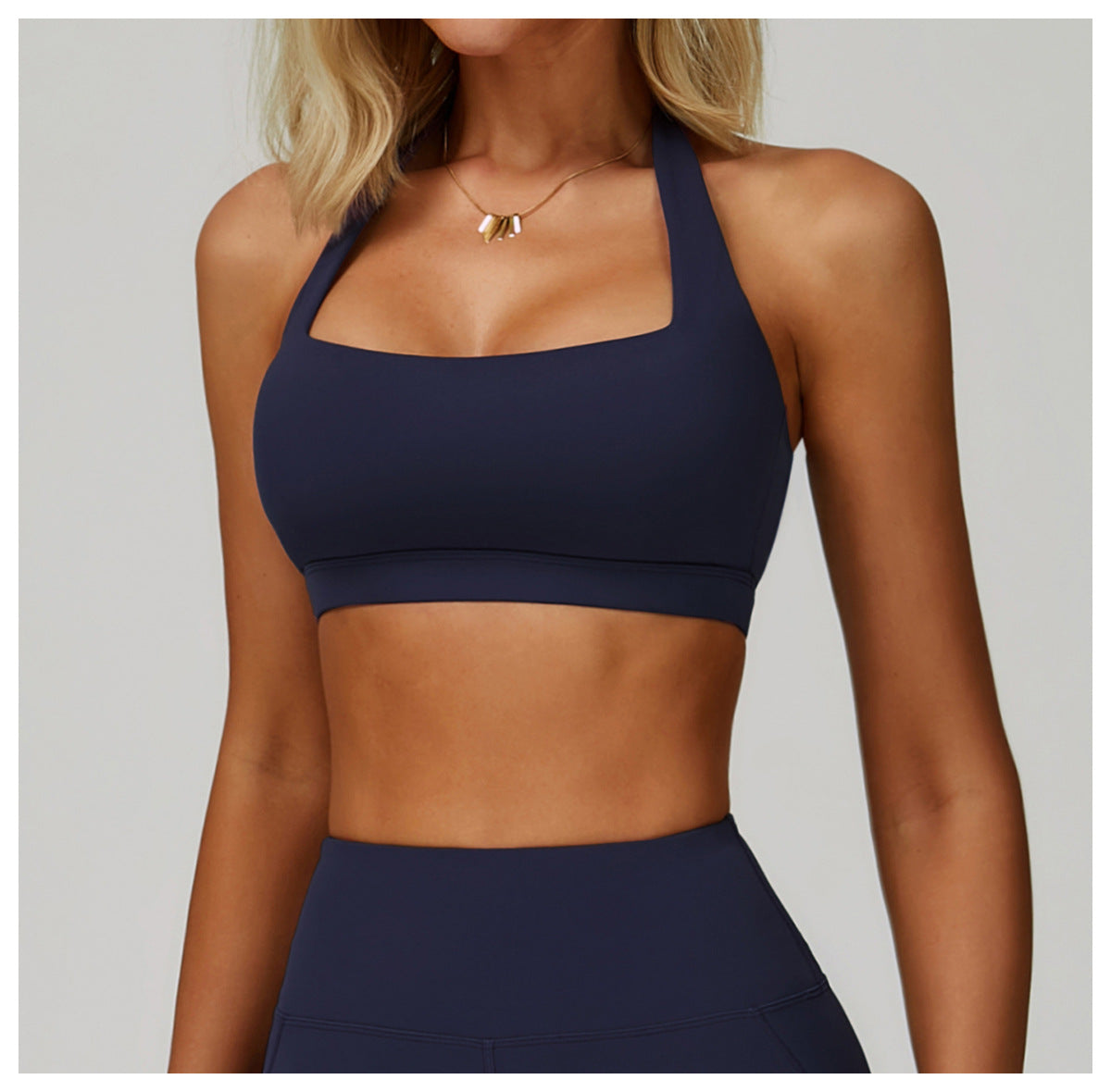 Sollinarry Summer Halter Cloud Sense Yoga Bra Hollow Out Cutout Beauty Back Yoga Clothes Running Fitness High Strength Sports Underwear