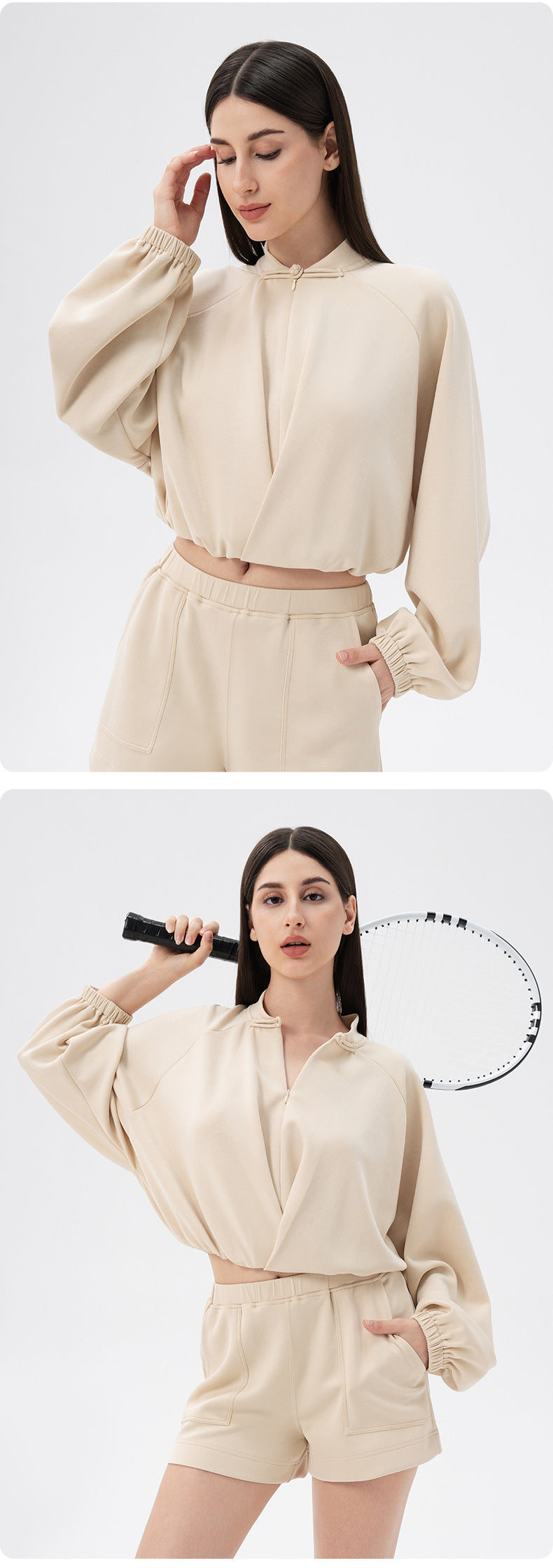 Women Autumn Winter Chinese Yoga Clothes Coat Modal Air Layer Loose Warm Running Fitness Sports Sweater