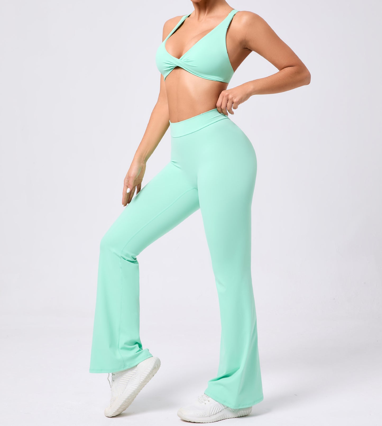 Tight Brushed Yoga Clothes Peach Hip Raise Micro Pull Quick Drying Beauty Back Fitness Sports Two Piece Set for Women