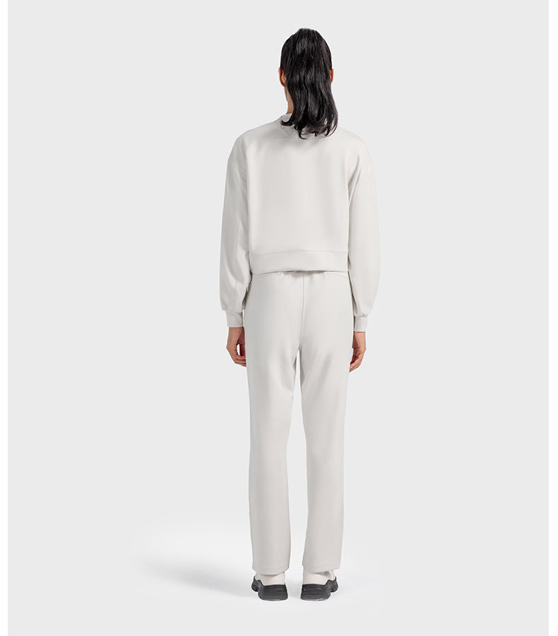 Air Layer round Neck Simple Casual All Match Yoga Long Sleeve Loose Skin Friendly Quick Drying Draping Sports Sweater for Women