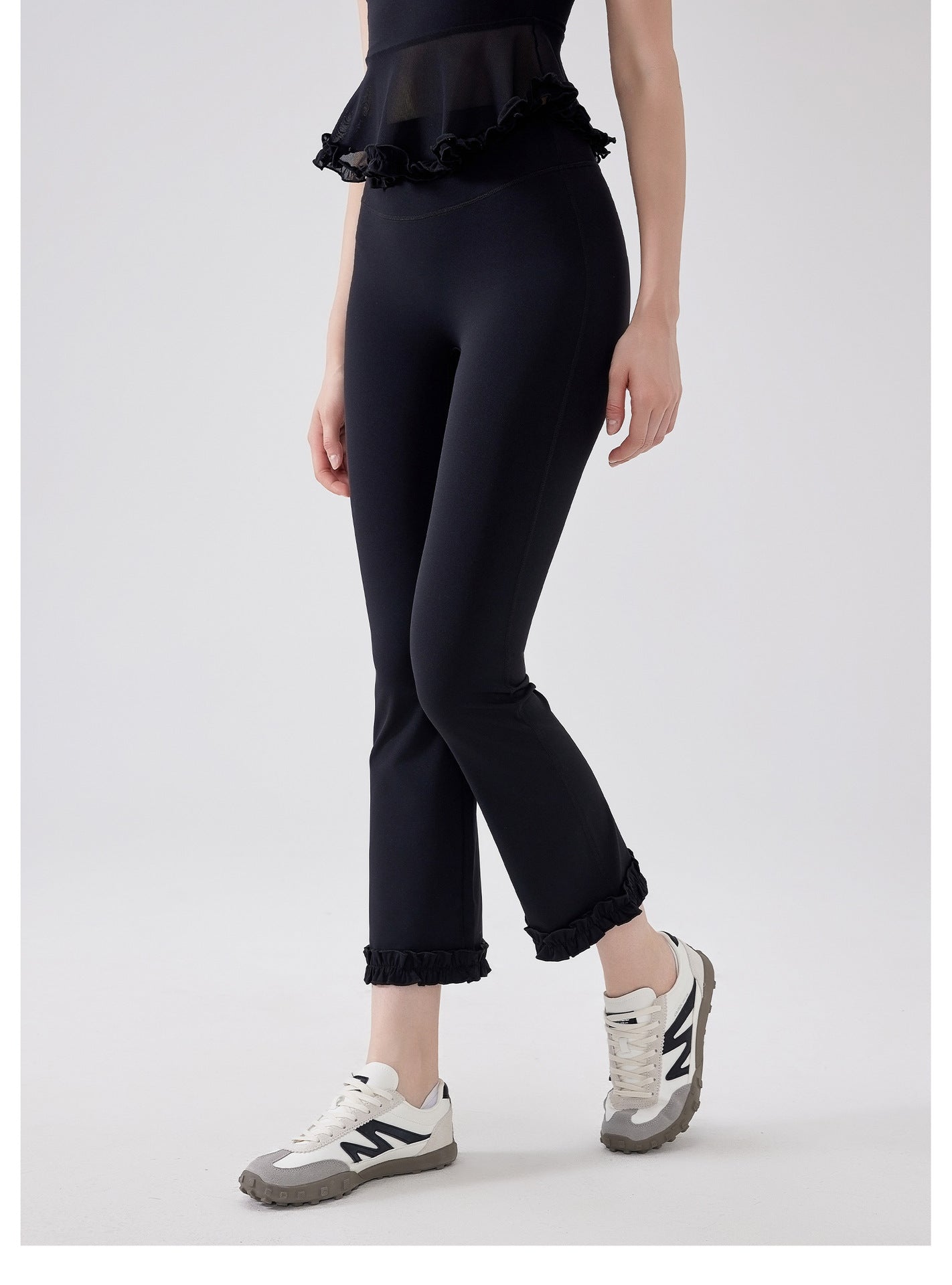 High Waist Lace Slimming Smoke Tube Cropped Pants Slim Fit Yoga Pants Women Hip Lifting Running Workout Pants Fitness Pants