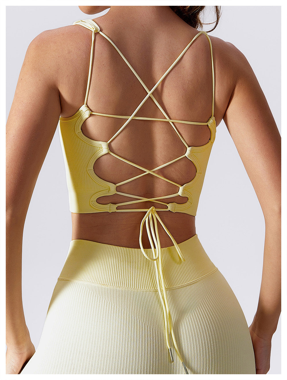 Sollinarry Summer Seamless Beauty Back Yoga Vest Quick Drying Sports Underwear Training Morning Running Fitness Yoga Wear Top Crisscross