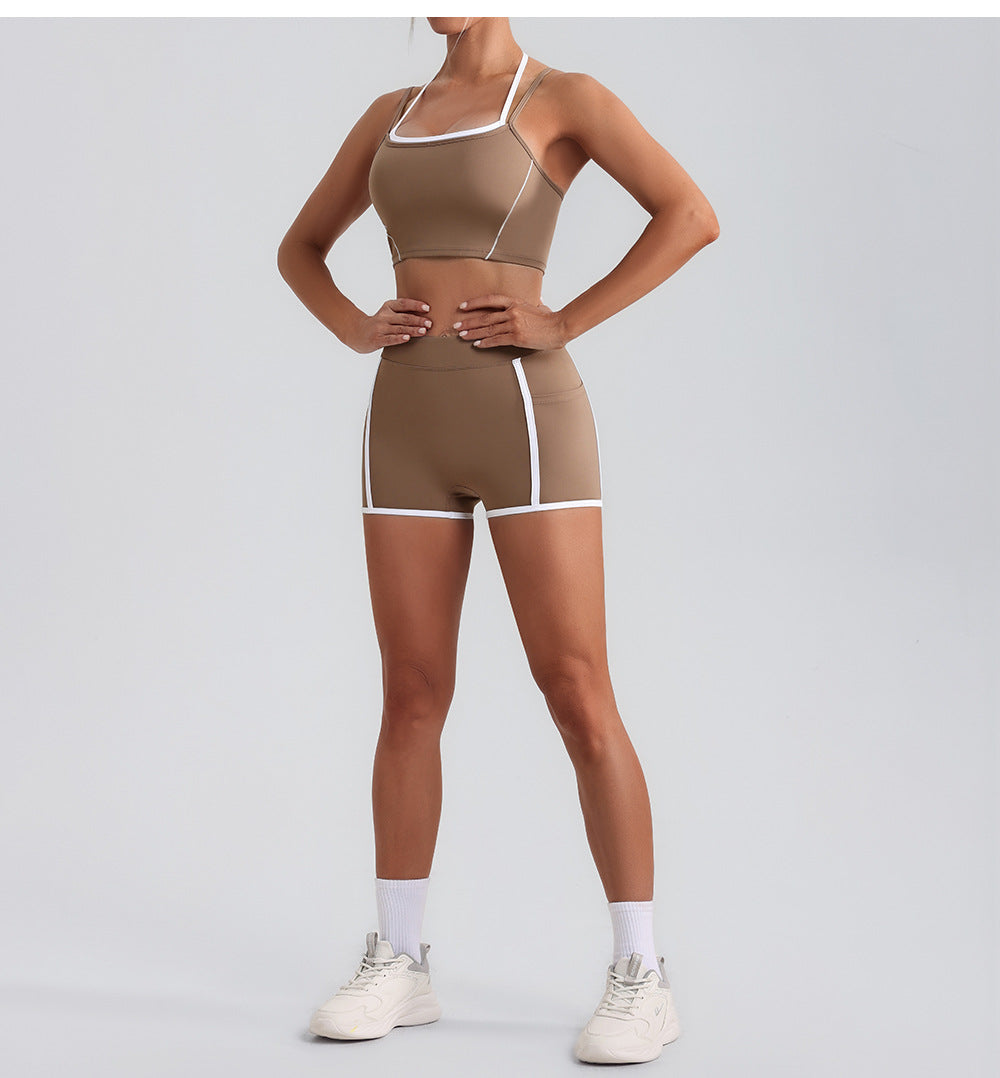 Women Yoga Shorts Pocket Nude Feel High Waist Tight Sports Pants Running Fitness Outer Shorts