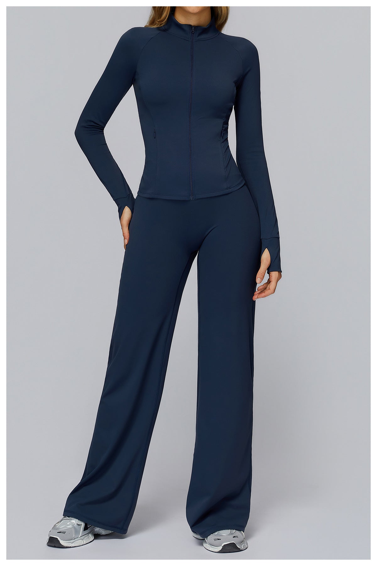Women Brushed Yoga Jacket Long Sleeved Zipper Pocket Tight Top Outdoor Sports Running Fitness Clothes