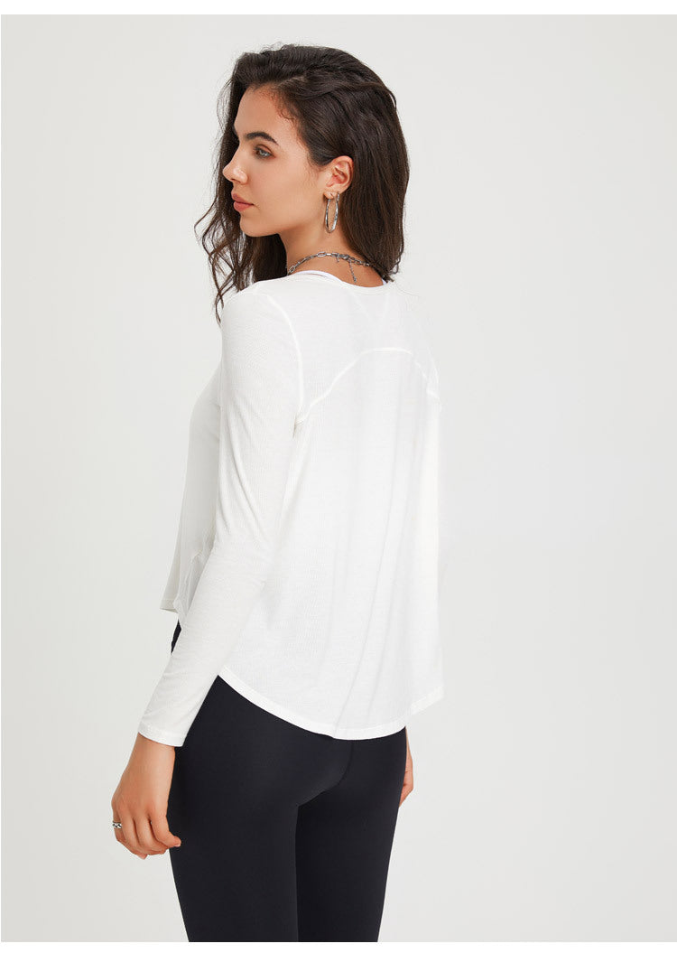 Loose Fitness Yoga Long Sleeve T shirt Quick Drying Blouse Autumn Thread Sports Workout Clothes Top Women