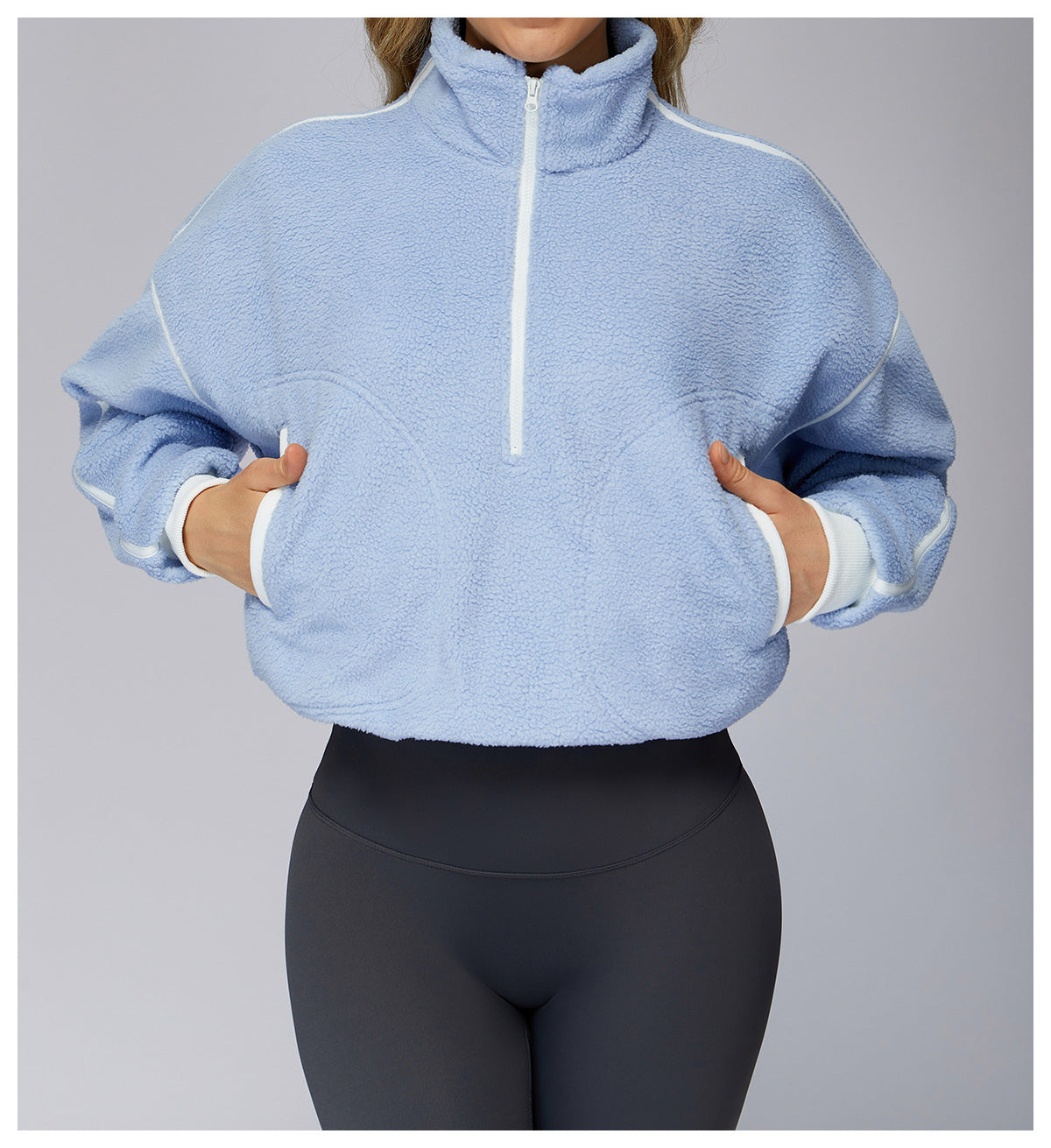 Fall Winter Coat Stand Collar Windproof Warm Polar Fleece Jacket Women Running Velvet Sport Coat