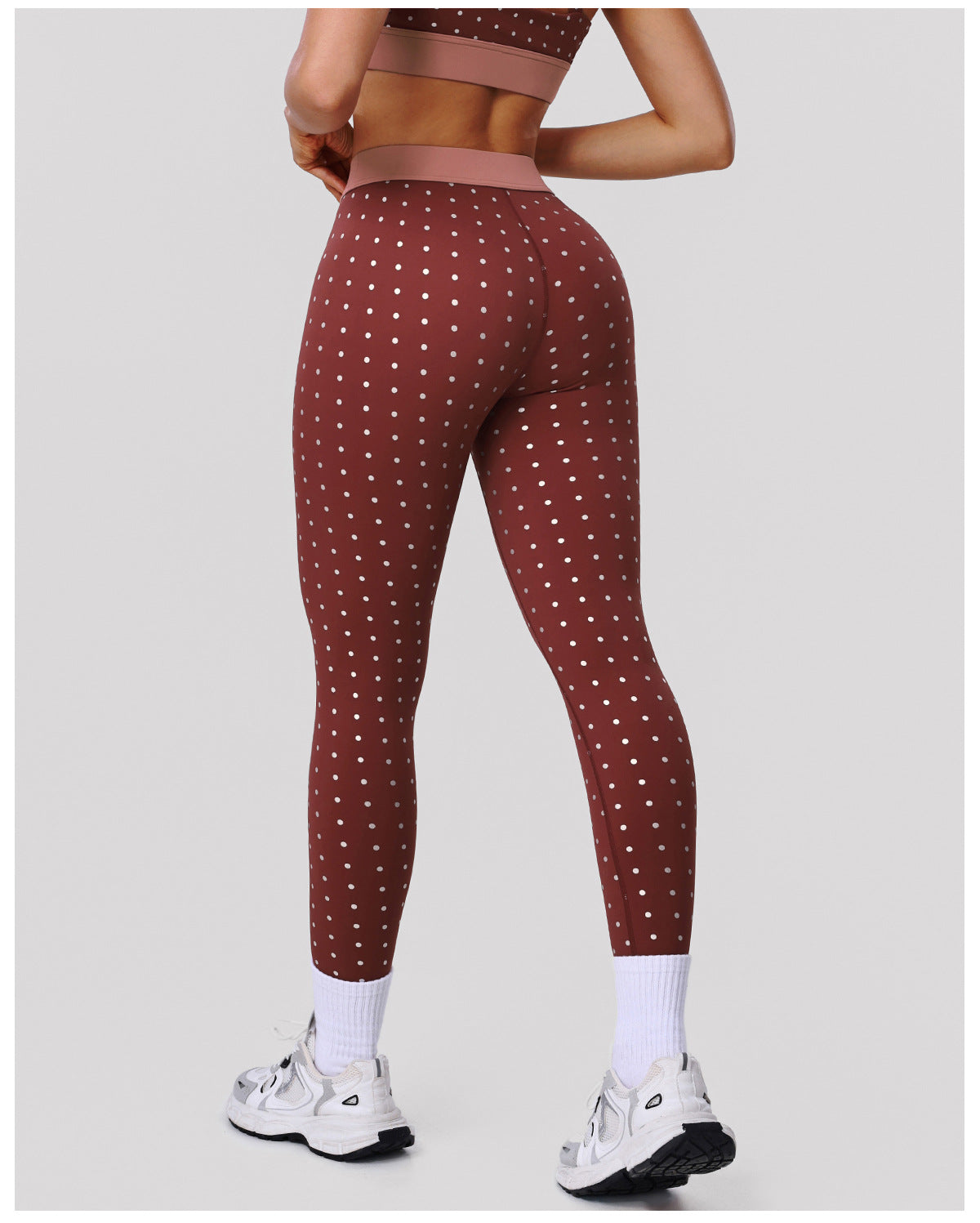 Nude Feel High Elastic Polka Dot Printed Yoga Leggings Outdoor Training Running Hip Raise Sports Ninth Pants