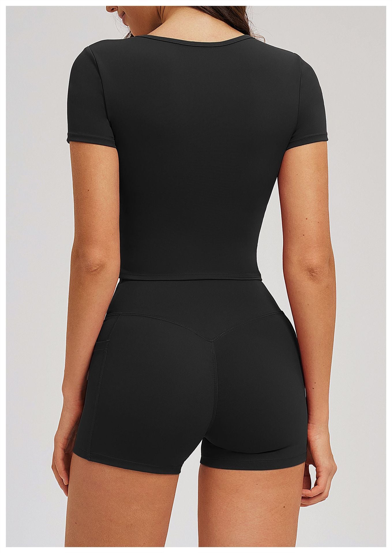 Nude Feel Yoga Short Sleeve Big Neckline Skinny Exercise Top Outdoor Running Fitness Short Sleeve Women