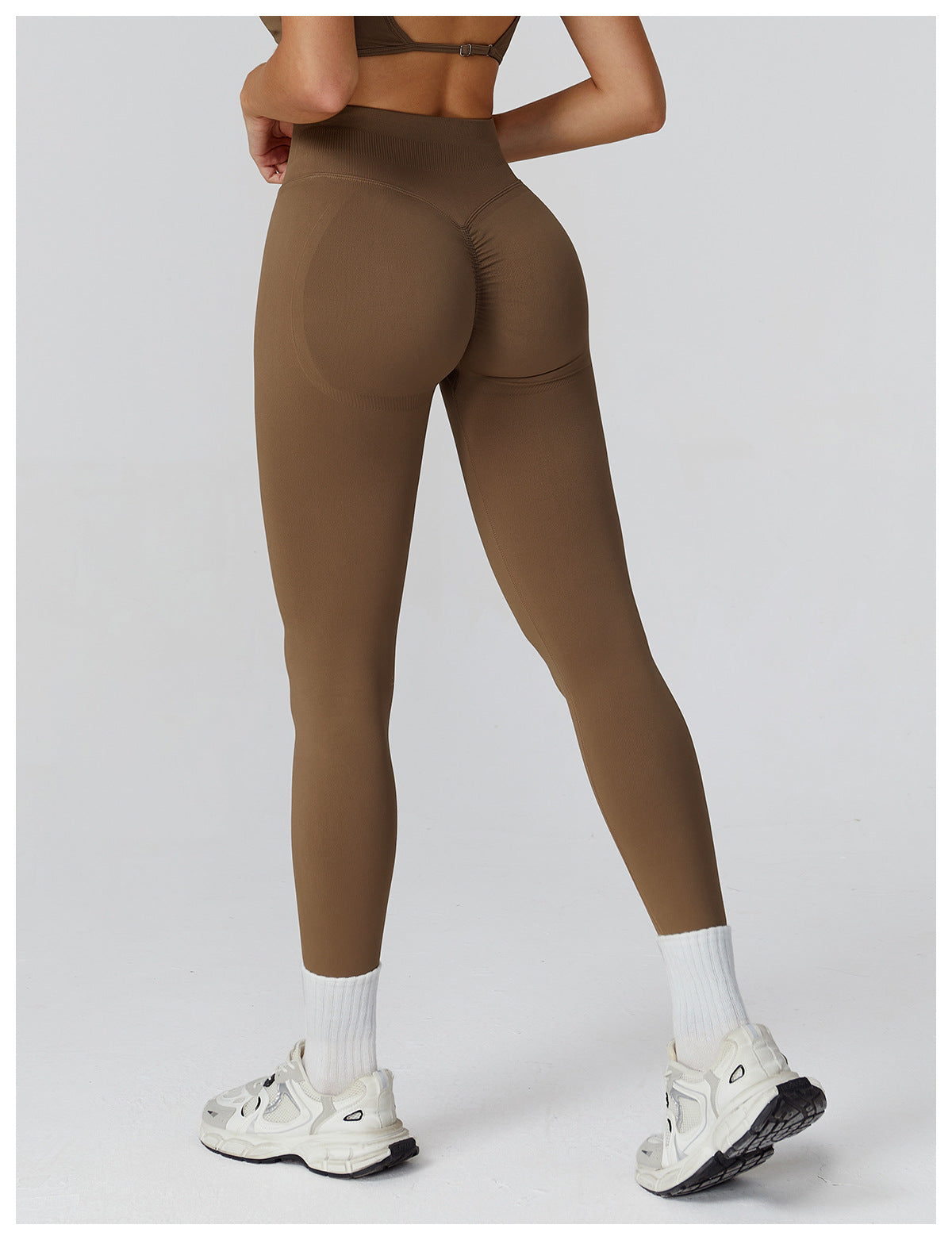 Seamless Tight Yoga Trousers High Waist Pleated Peach Hip Sports Trousers Outdoor Running Fitness Clothes