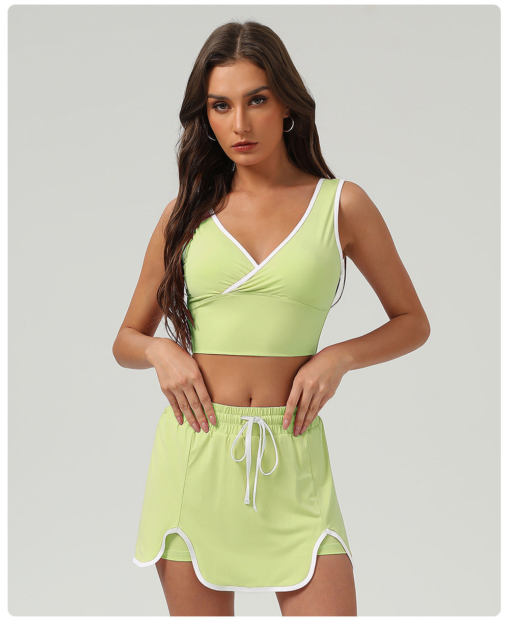 Summer Sports Casual Suit Running Exercise Vest Short Skirt Golf Suit Badminton Tennis Women