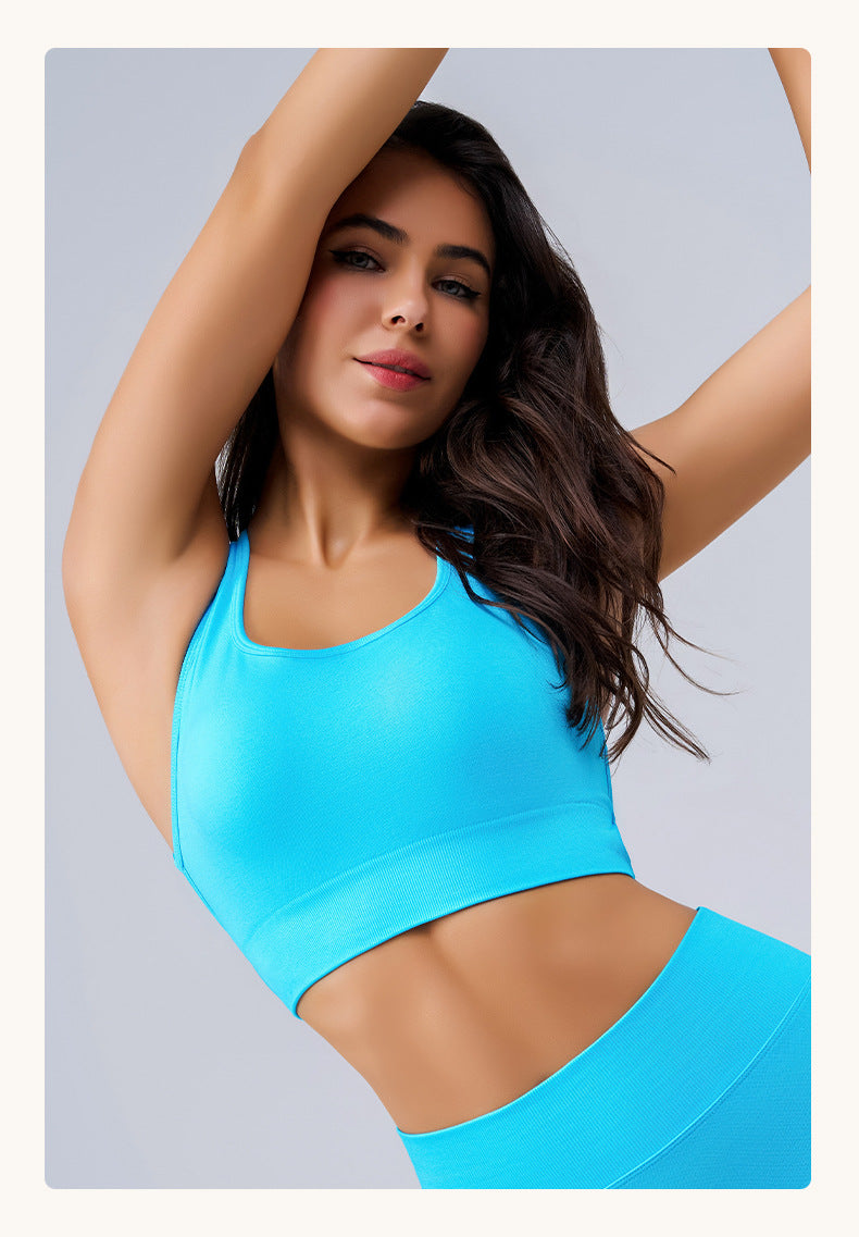 Beauty Back Running Exercise Underwear Women Medium High Strength Yoga Clothes Vest Shockproof Push Up Bra Fitness