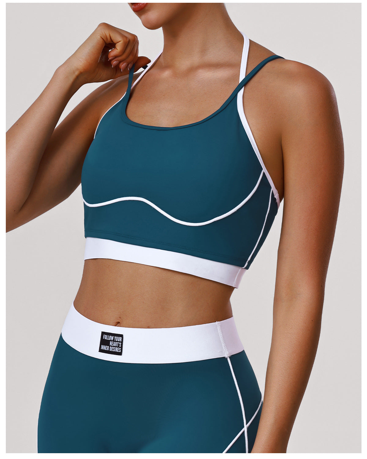 Thin Belt Color Matching Workout Bra Shockproof Outdoor Running Training Sports Underwear Yoga Vest with Pad