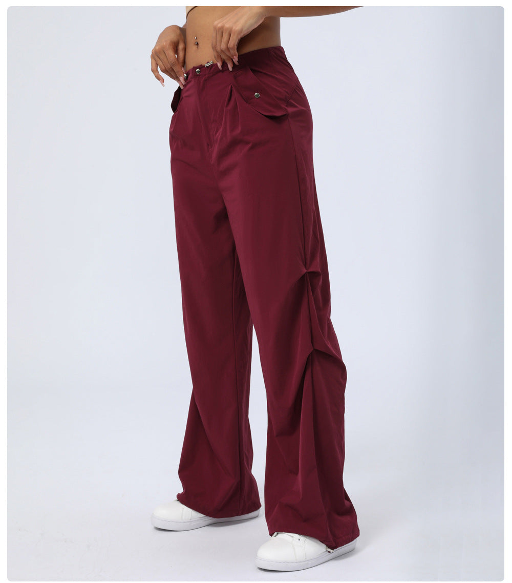 Autumn Winter High Waist Quick Drying Sports Trousers Women Ankle Banded Pants Loose Straight Paratrooper Pants Casual Working Pants