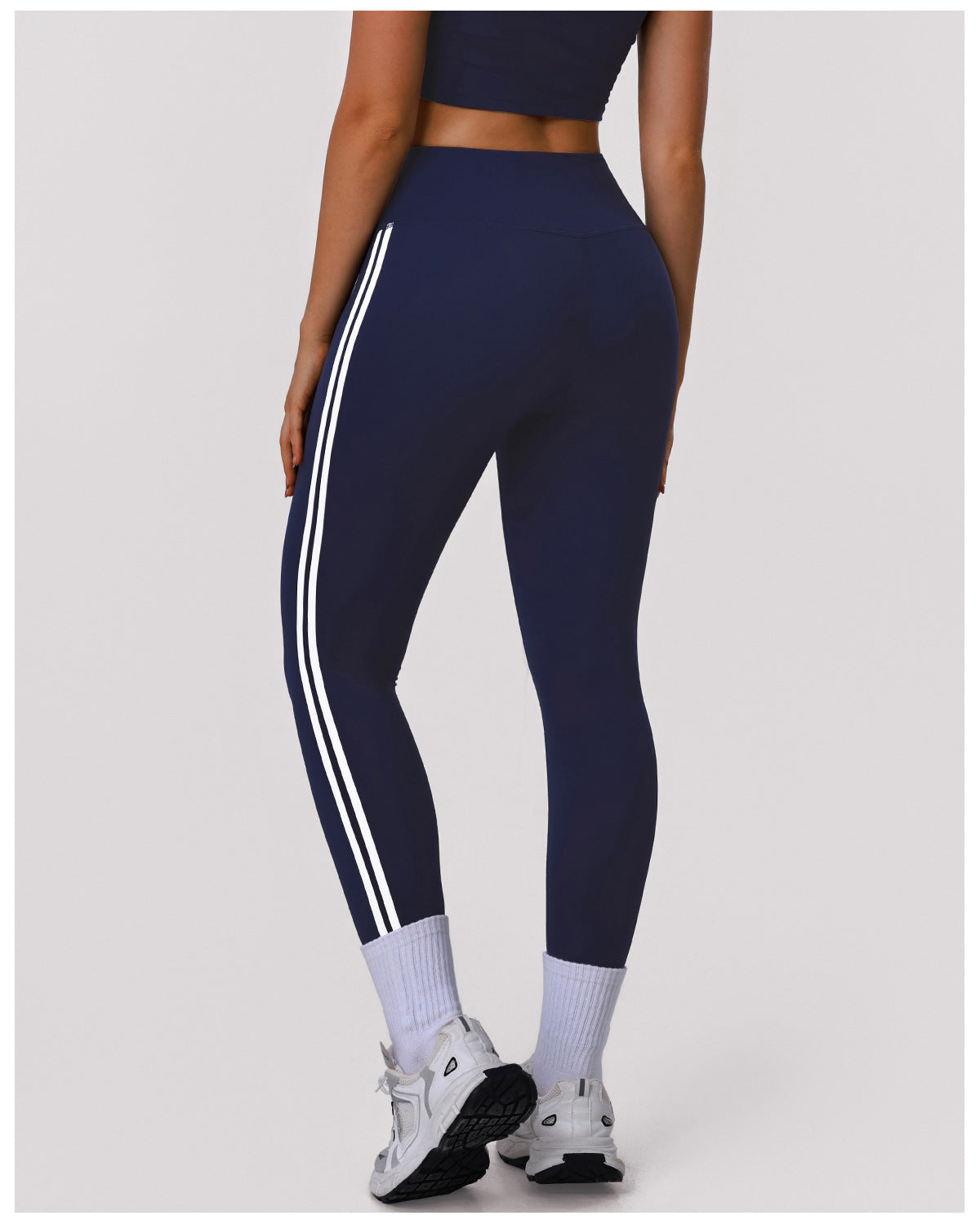 Contrast Color Striped Fitness Yoga Two Piece Sets High Elastic Shockproof Bra Hip Lift Belly Shaping Tights Sportswear