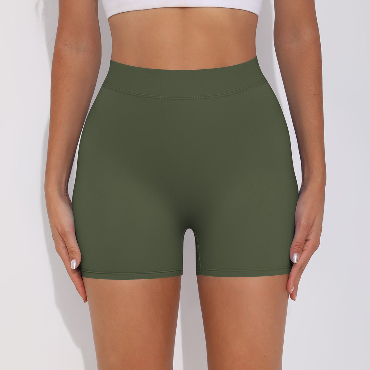 Skin Friendly Peach Hip Pleated Yoga Pants Running Leggings High Waist Stretch Workout Shorts Women