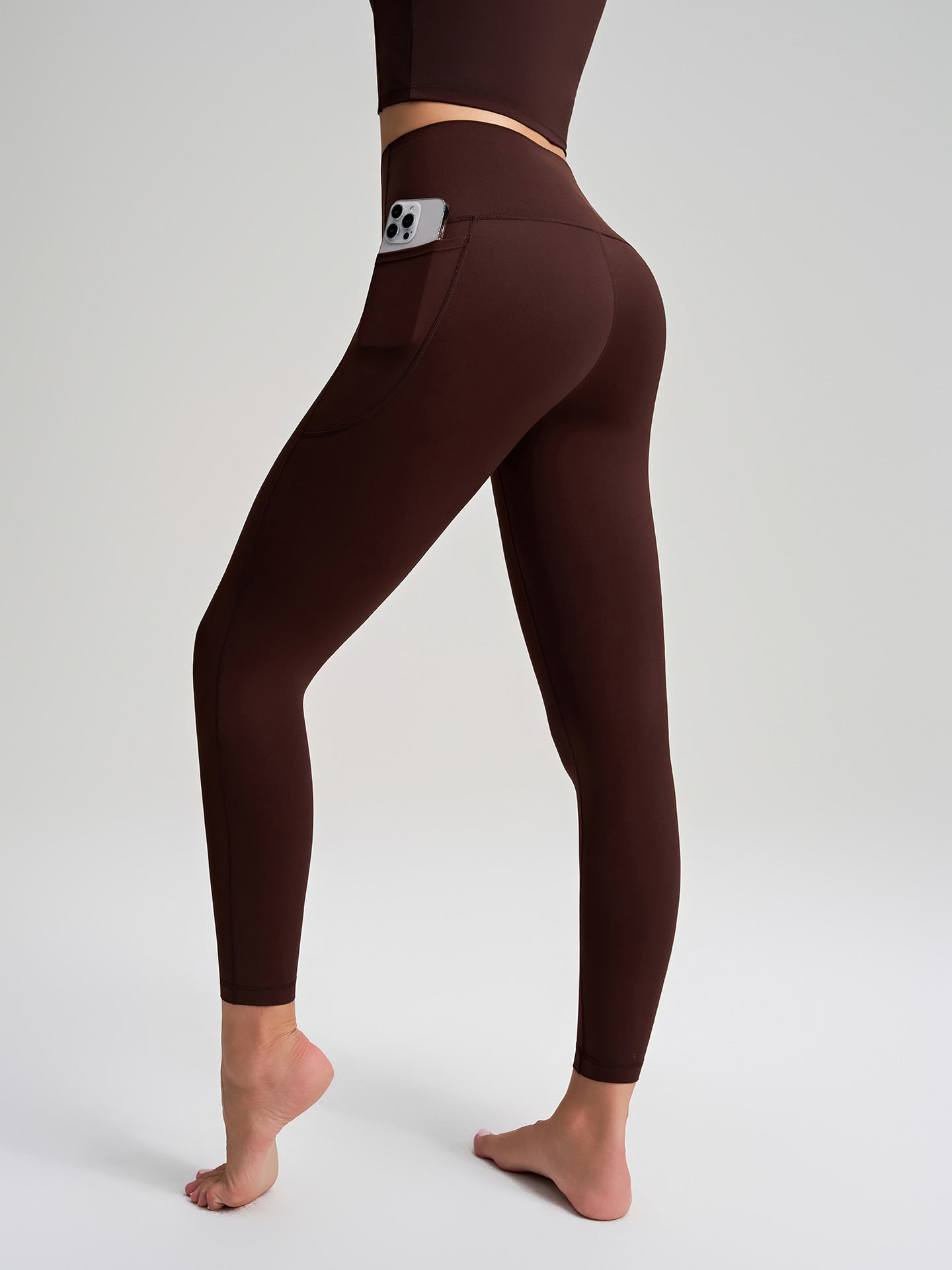 Nude Feel Yoga Butt Lift Underwear Peach Hip High Elastic Tights with Pockets Running Yoga Pants Women