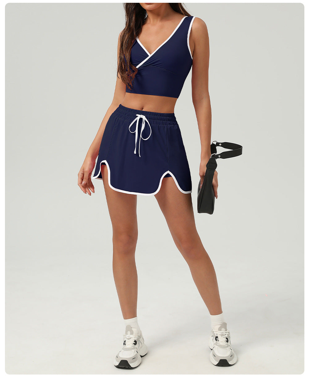 Summer Sports Casual Suit Running Exercise Vest Short Skirt Golf Suit Badminton Tennis Women