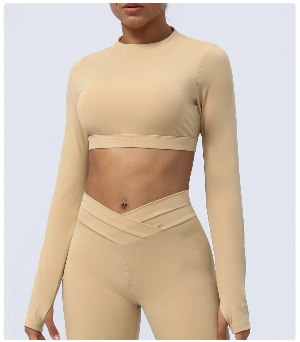 Hollow Out Cutout Out Beauty Back Yoga Clothing Top Long Sleeves Cropped Sports T Shirt Tight Workout Clothes Top Women