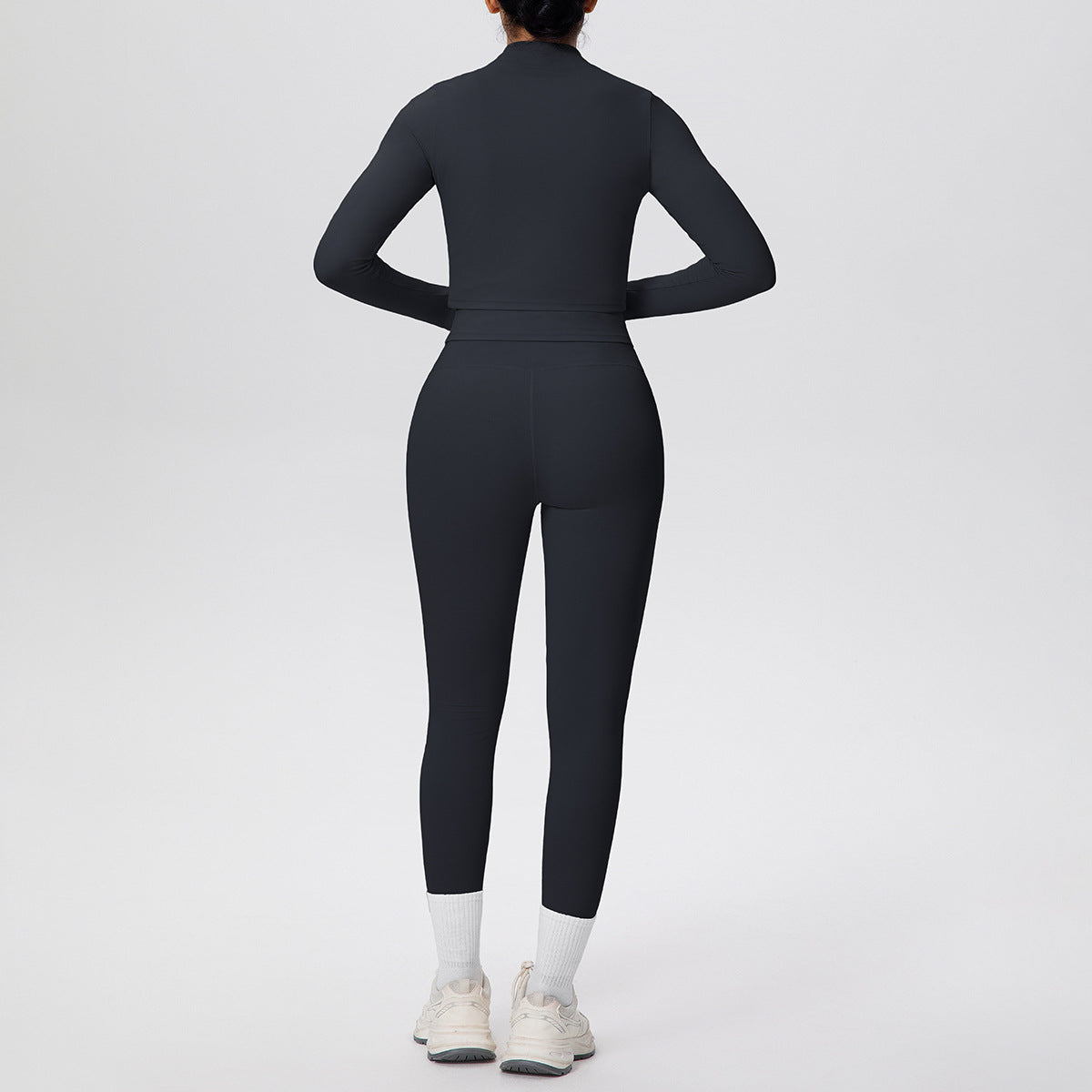 Women Solid Color Zip Long Sleeve Coat Oblique Shoulder Vest Slim Fit Yoga Pants Workout Clothes Yoga Three Piece Set