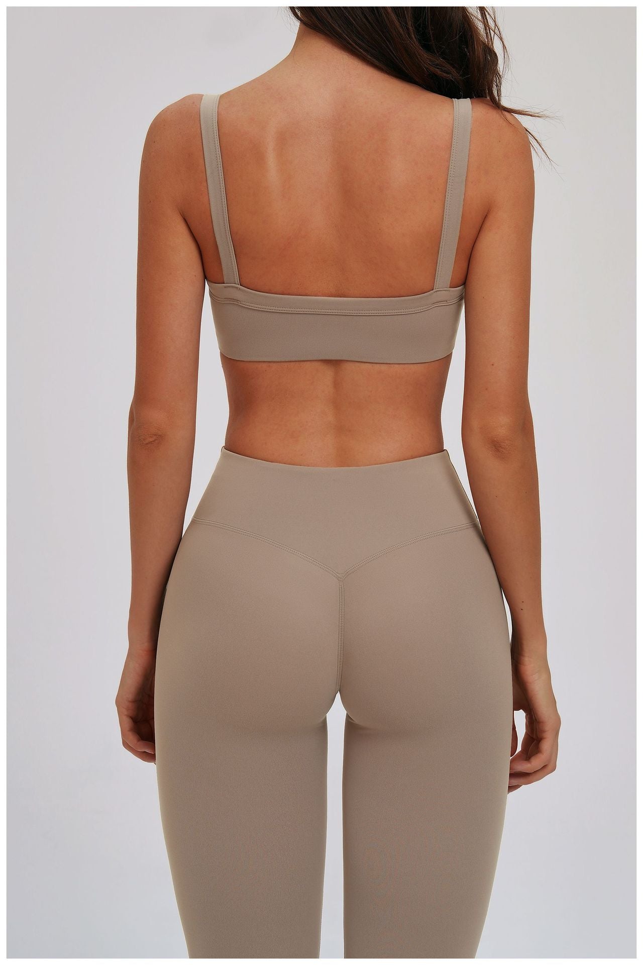 Brushed Double Shoulder Strap Yoga Bra Hollow Out Cutout Back Tight Sports Underwear Outer Wear Running Fitness Clothes