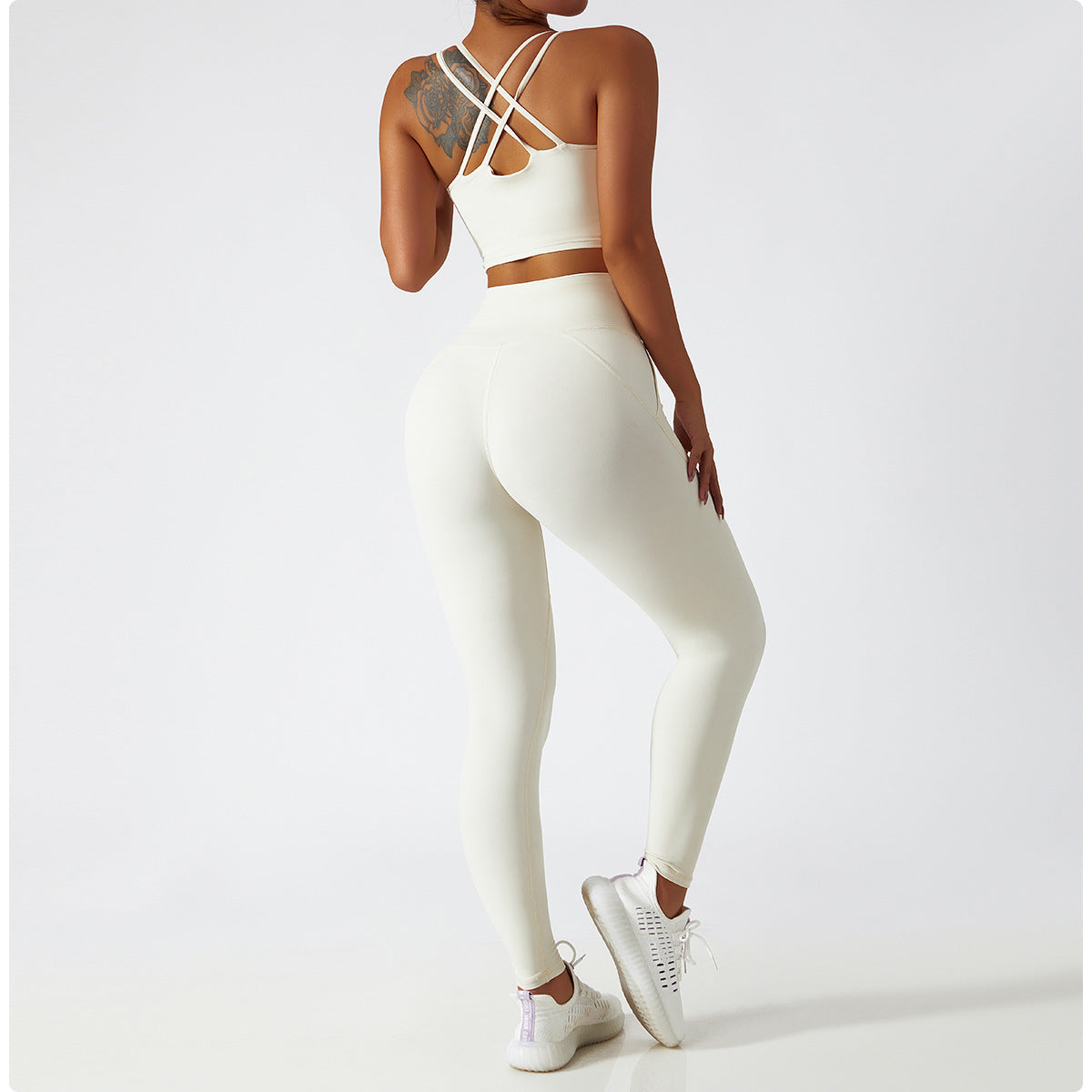 Sollinarry Sustainable Recycled Nude Feel Yoga Suit Summer Breathable Training Sports Suit Women High Waist Hip Lift Running Fitness Clothes