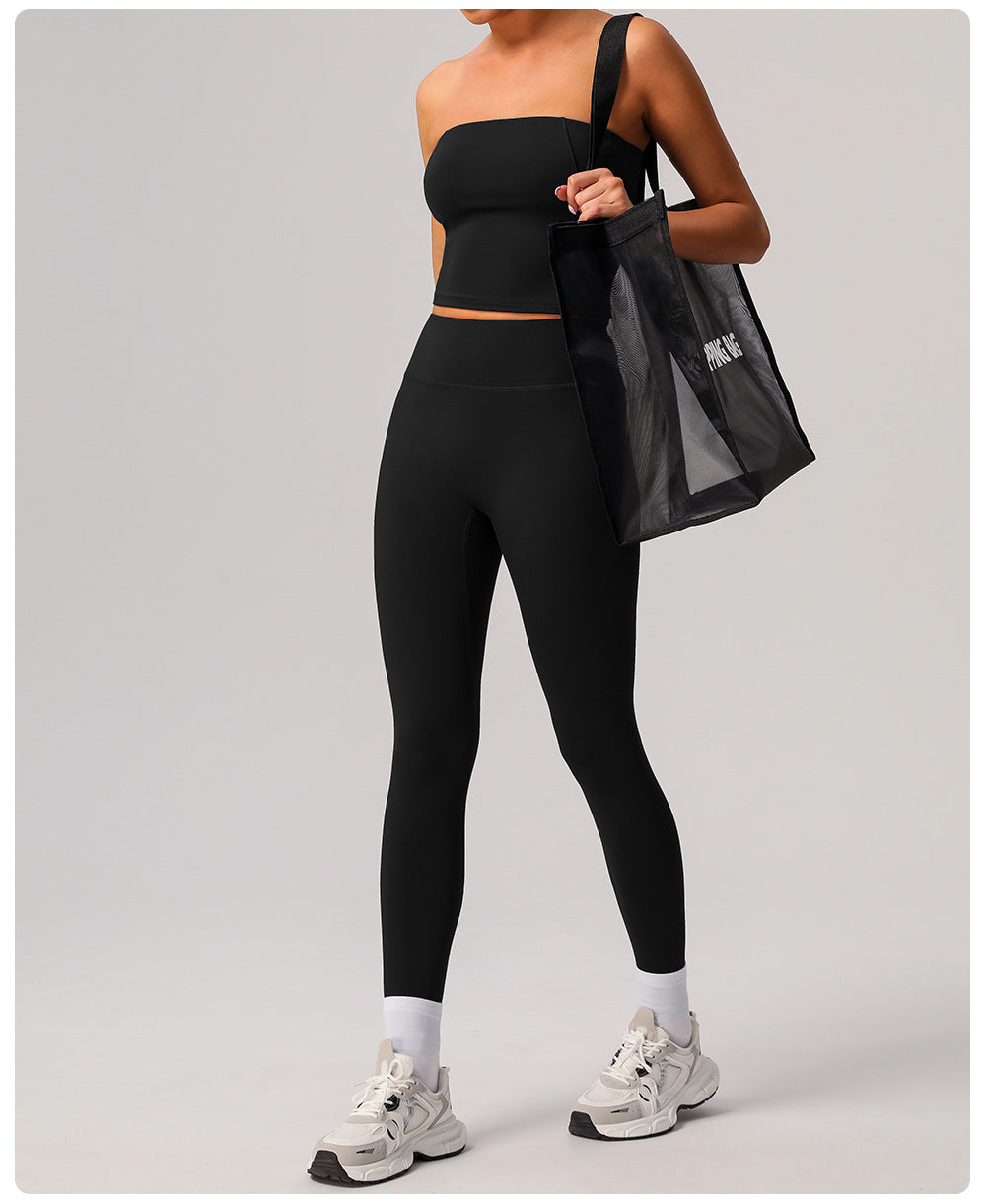 Nude Feel Yoga Chest Wrapped Vest High Elasticity Skinny Exercise Top Women Outer Wear Casual Quick Drying Fitness Vest