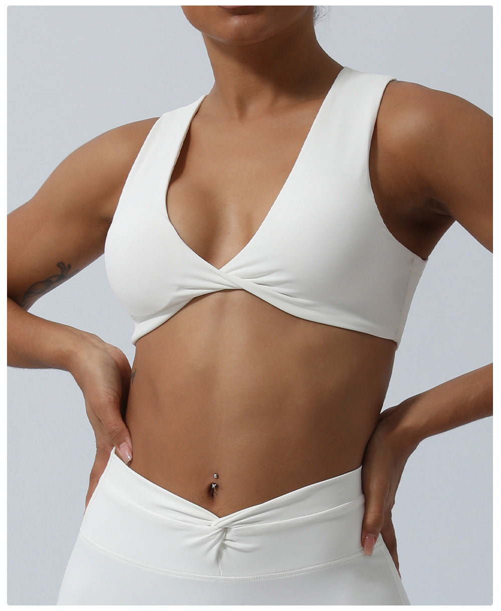 Twist Shockproof Push-up Yoga Bra Indoor Training Workout Bra Sports Vest with Chest Pad for Women