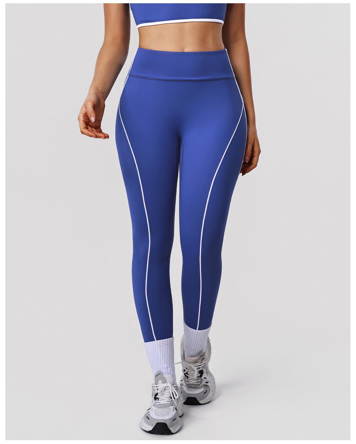 Contrast Color Nude Feel Yoga Pants Tight Hip Training Workout Pants Outdoor Running Sports High Waist Cropped Pants