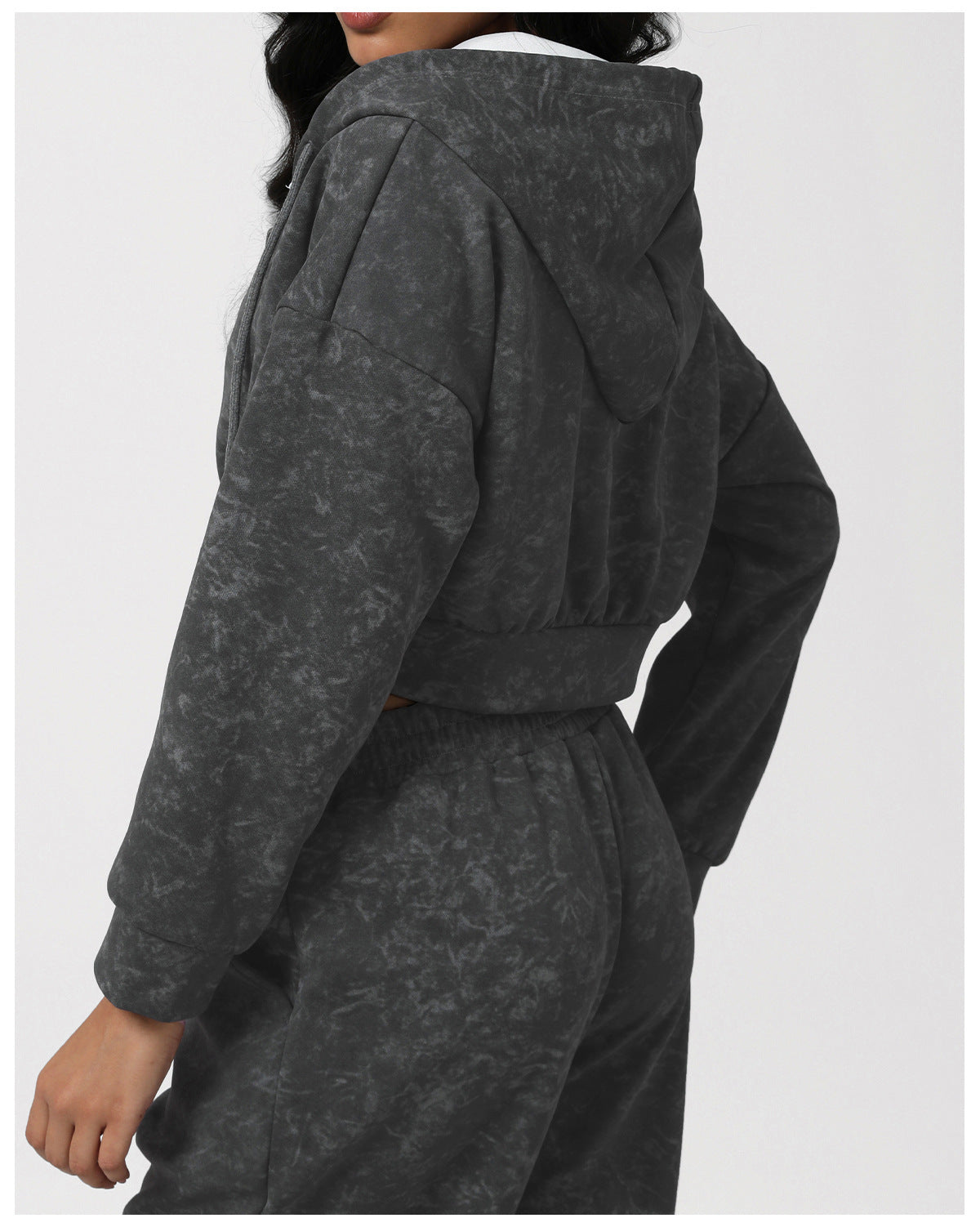 Printed Double Headed Zipper Yoga Jacket Short Autumn Winter Sexy Hooded Sweatshirt Workout Top