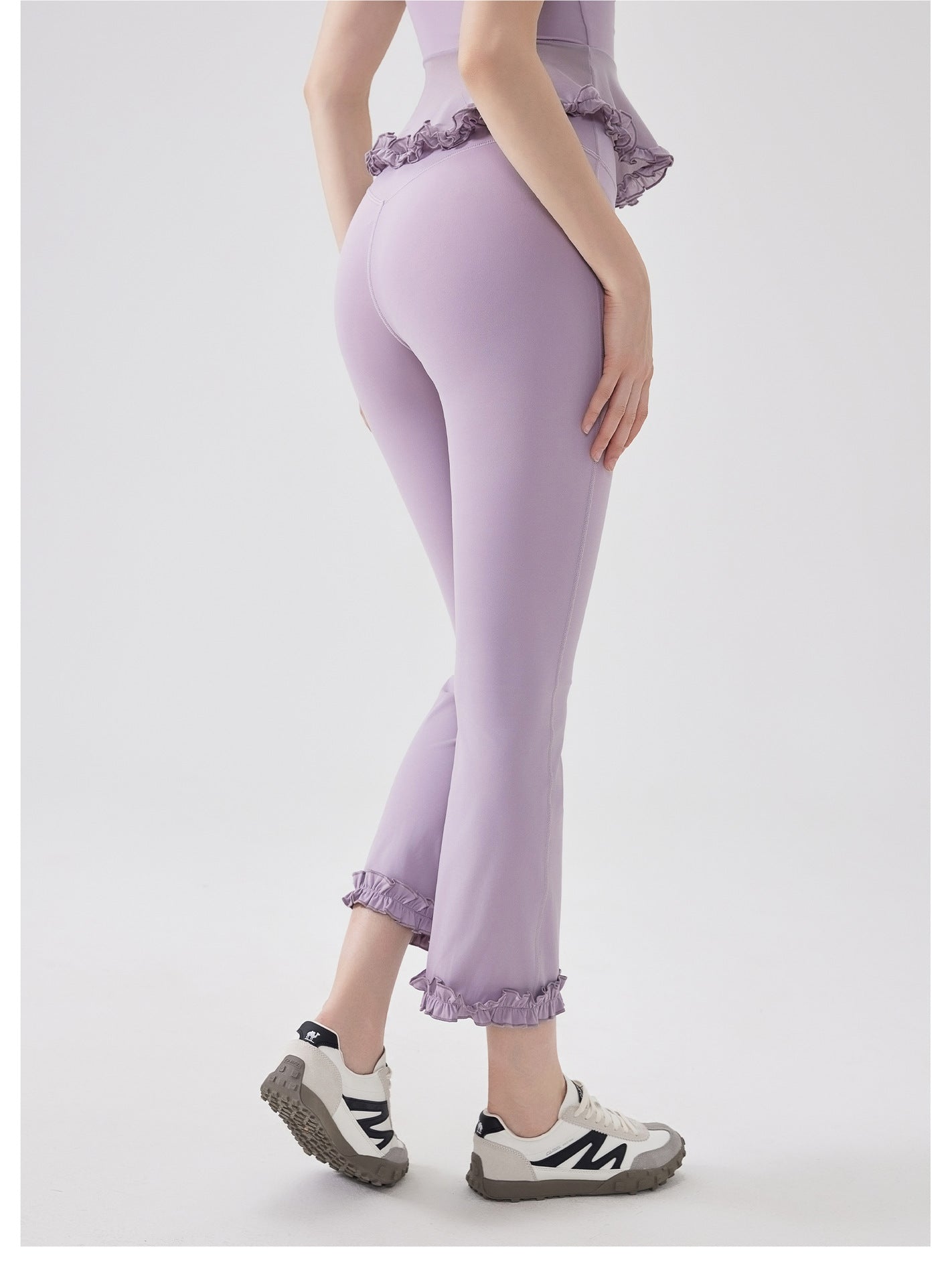 High Waist Lace Slimming Smoke Tube Cropped Pants Slim Fit Yoga Pants Women Hip Lifting Running Workout Pants Fitness Pants