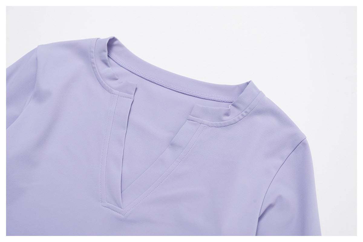 Sollinarry Tight Nude Feel Long Sleeved T Shirt Yoga Clothes Outdoor Sports Top Stretch Slimming Training Workout Clothes