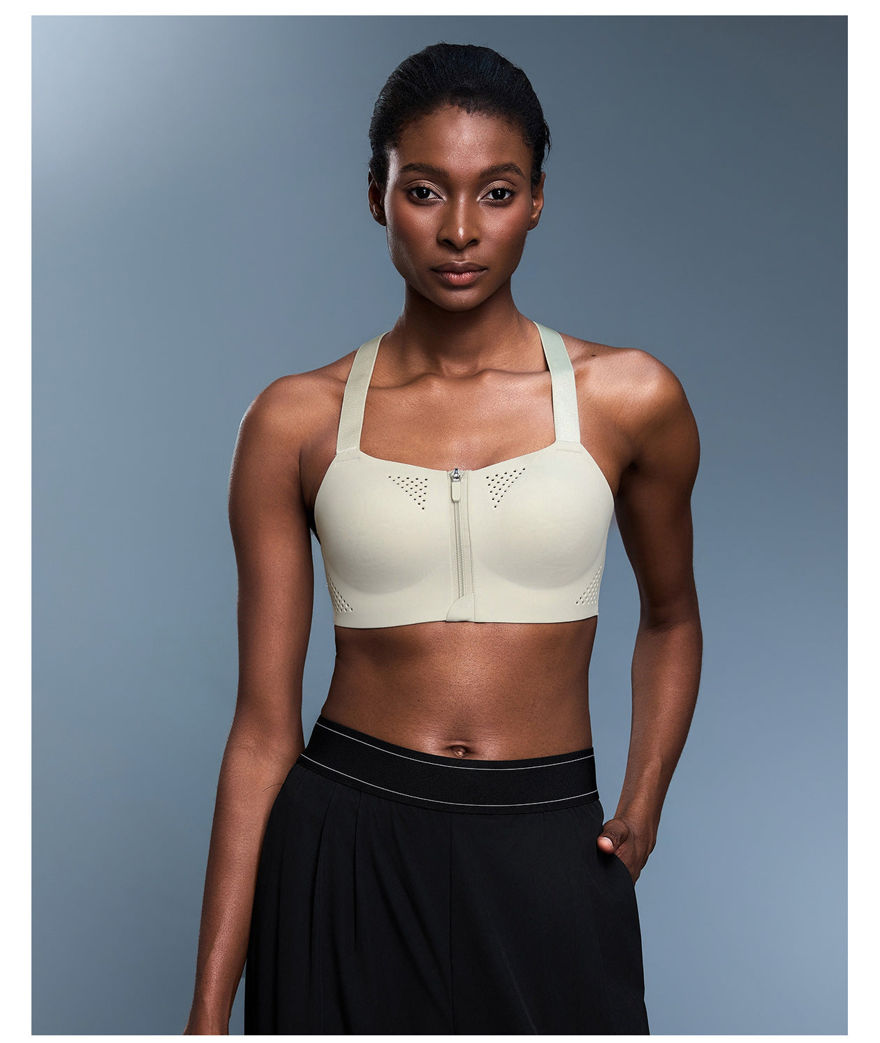 Front Zipper One Piece Cup Shockproof Sports Underwear Women Adjustable Shoulder Strap Beauty Back Yoga Bra Anti Sagging