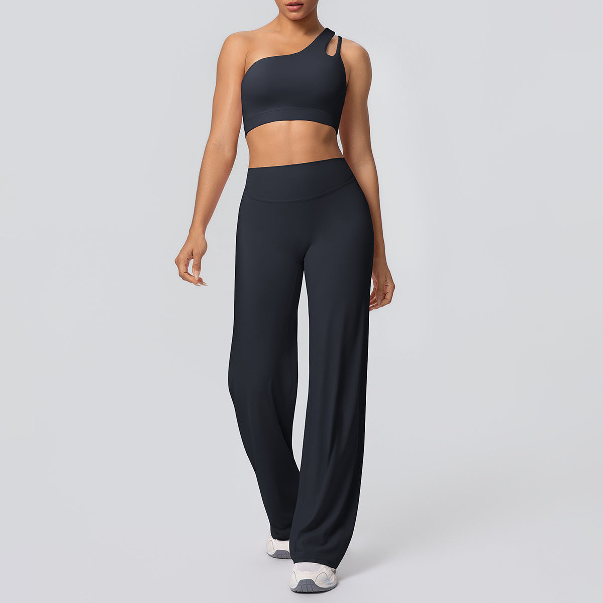 Oblique Shoulder Backless Bra Nude Feel Sports Vest Running Yoga Pants Fitness Straight-Leg Pants Yoga Set Women