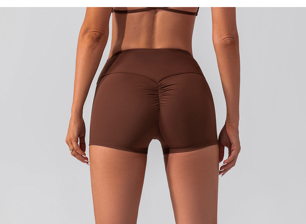 High Waist Workout Shorts No Embarrassment Line Double Sided Brushed Yoga Pants Women Hip Lifting Slim Fit Sports Shorts