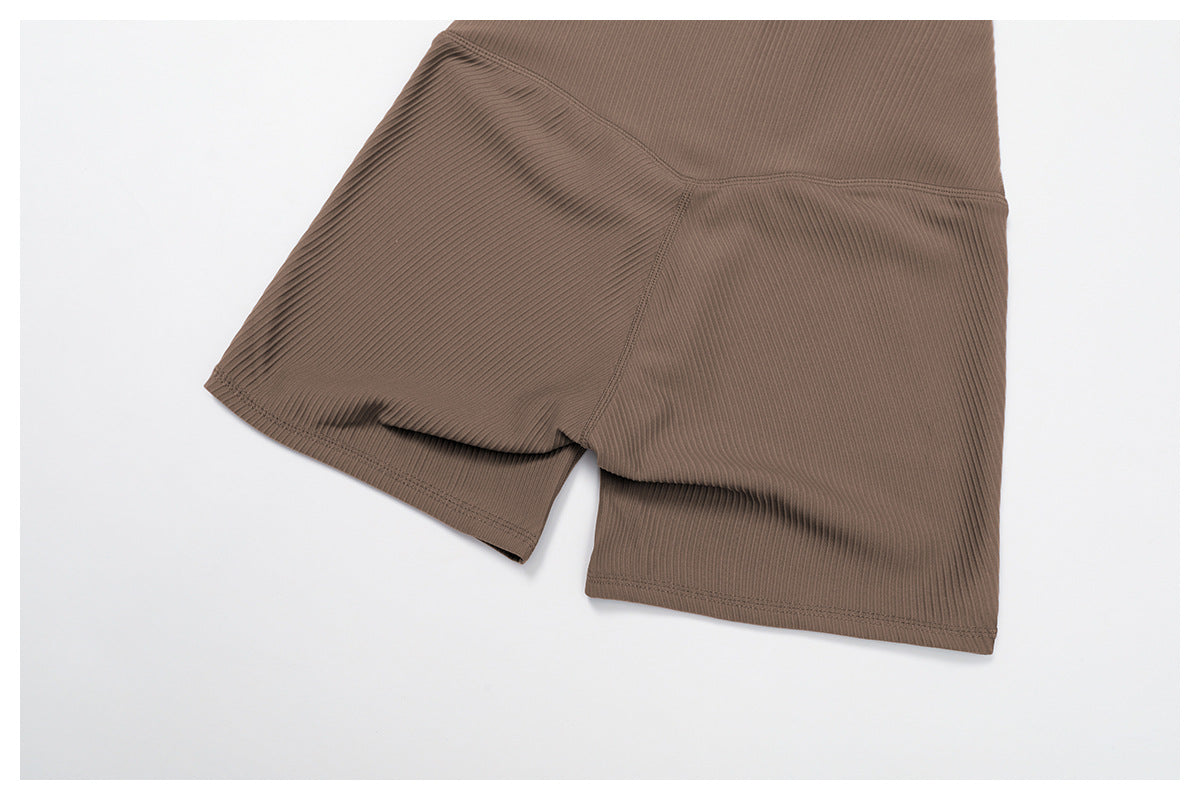 Sollinarry Threaded Tight Yoga Shorts High Waist Hip Lift High Intensity Sports Workout Clothes Outdoor Running Shorts