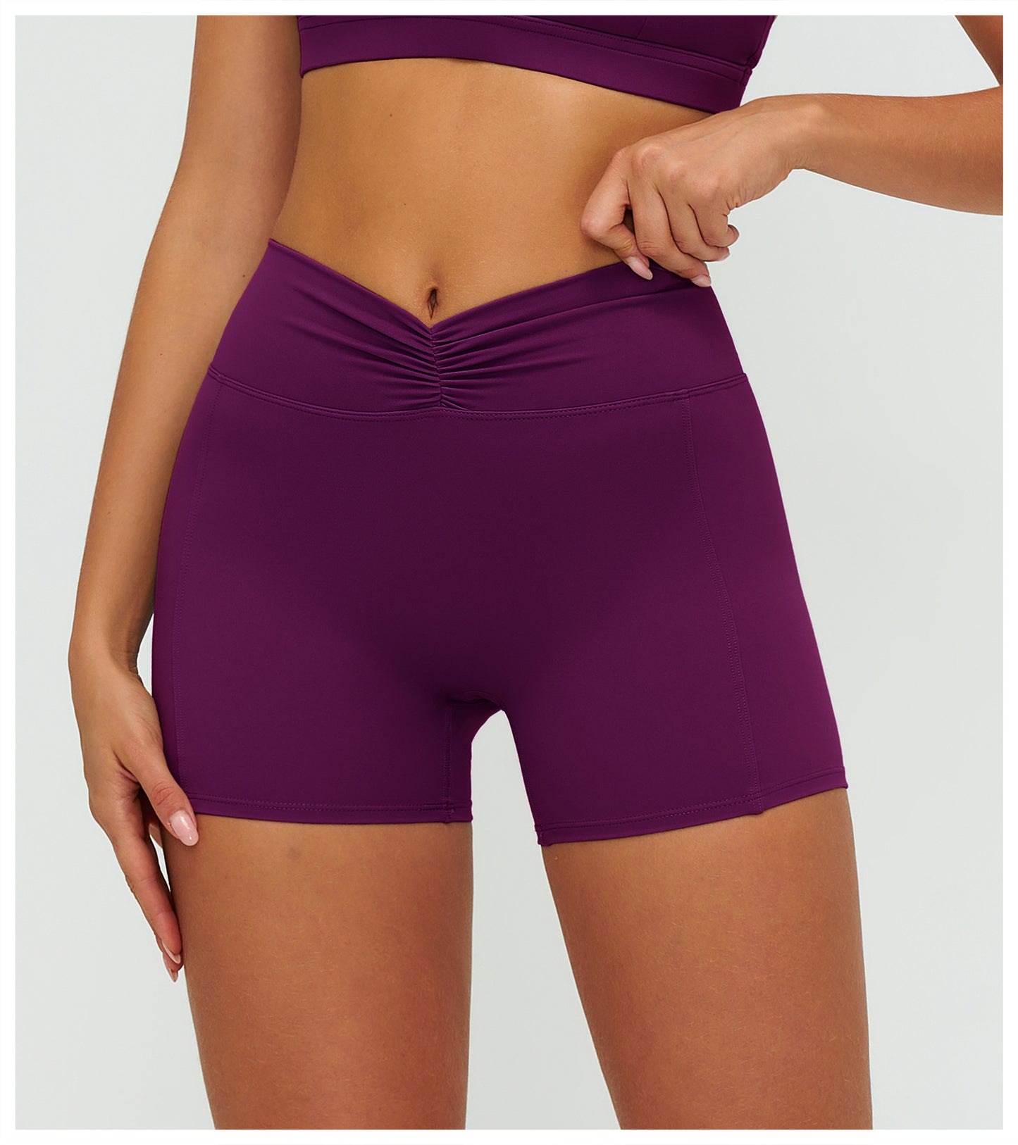 Brushed Yoga Shorts Women High Waist Folding Hip Lifting Shorts Outdoor Running Sports Shorts