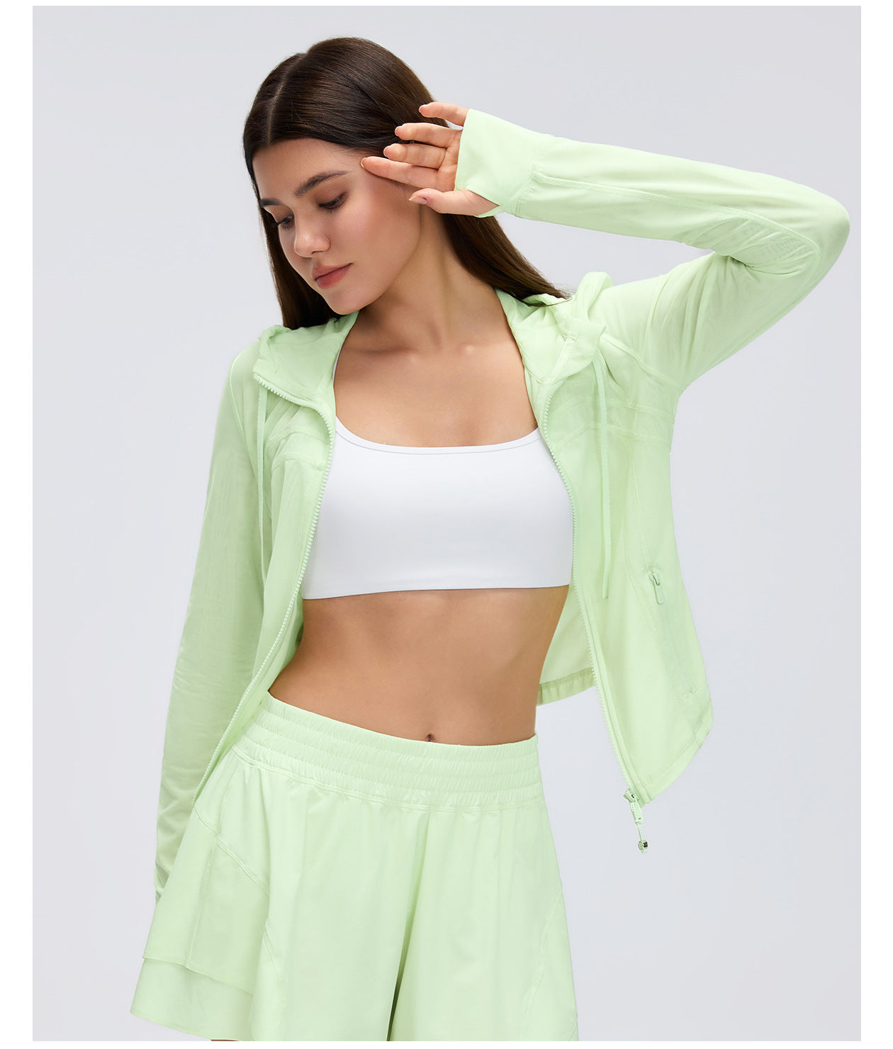 Breathable Mesh Hooded Yoga Jacket Naked Women Sense Slim Fit Slimming Zipper Running Sports Fitness Jacket