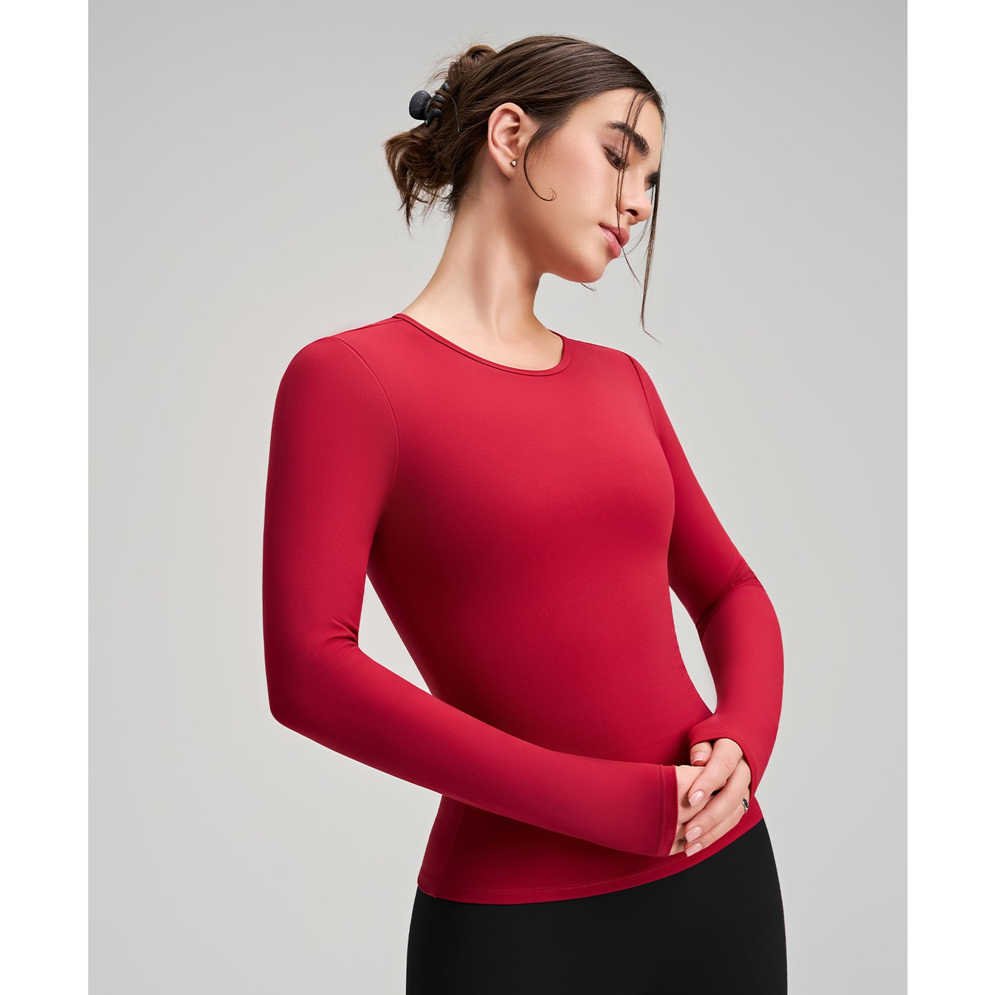Winter Brushed Long Sleeve Yoga Clothes High Strength Fitness Clothes Pilates Running Sport Long Sleeve Top