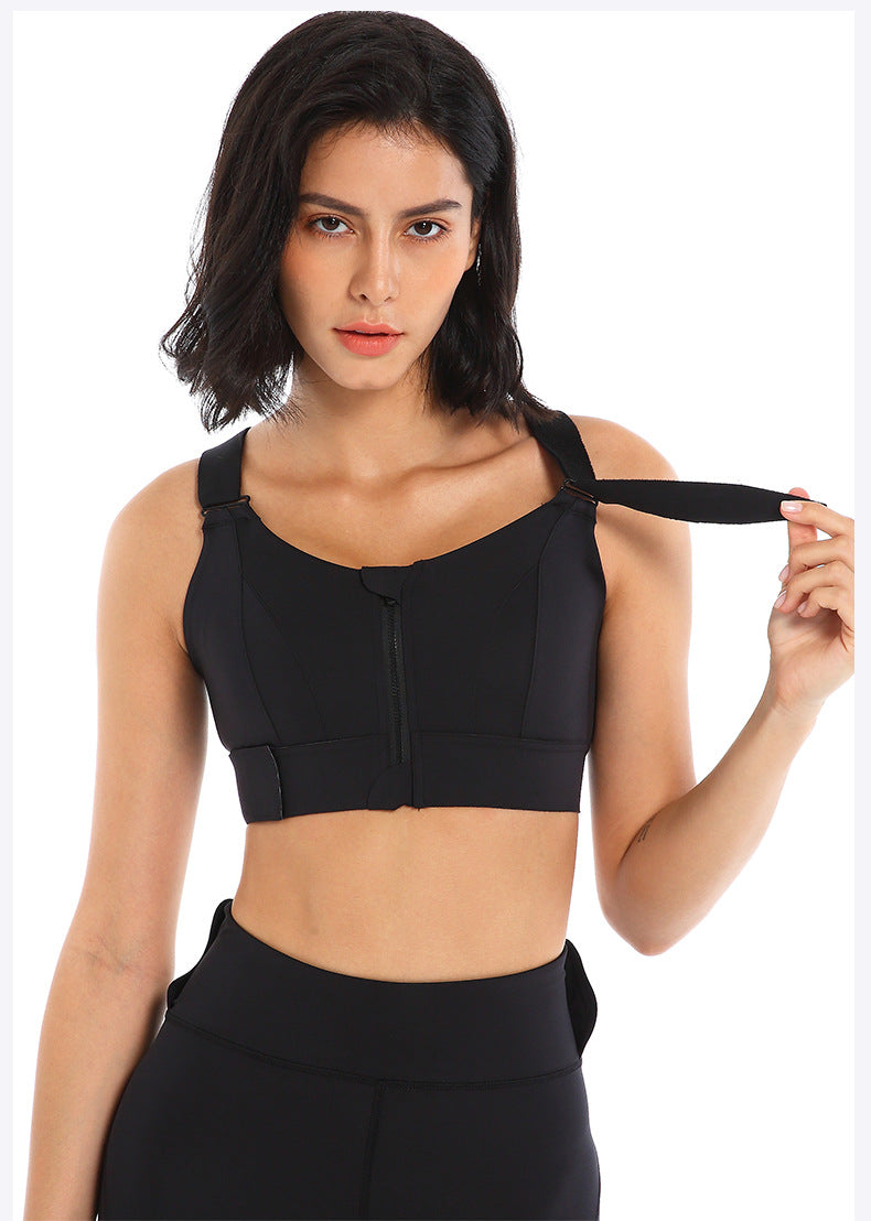 Zipper Sports Underwear Women High Strength Shockproof Running Yoga Beautiful Vest Seamless Push up Workout Bra Bra