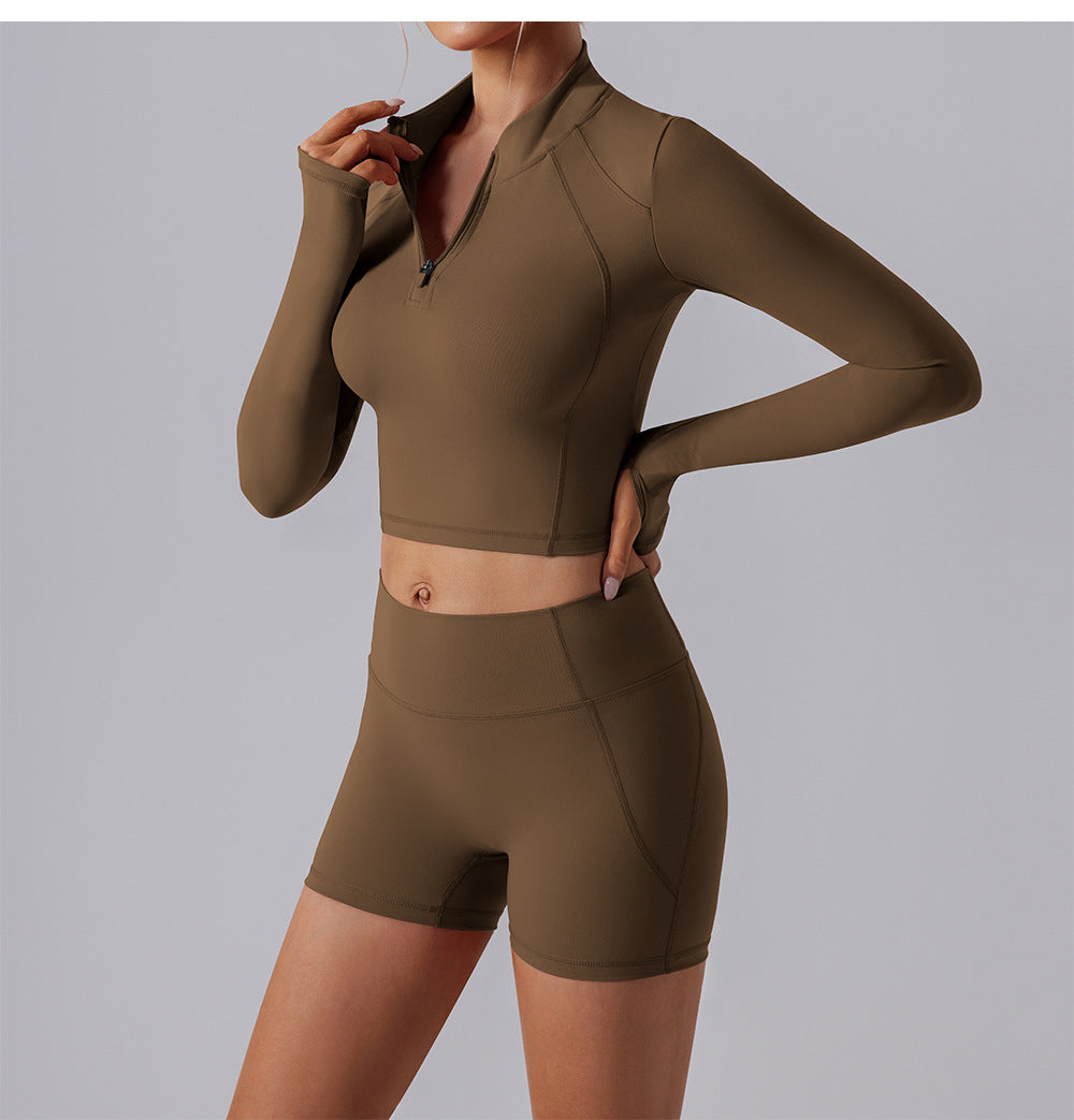 Half Long Sleeve Zipper Yoga Clothes Skinny Running Sports Outdoor High Strength Quick Drying Yoga Jacket Women