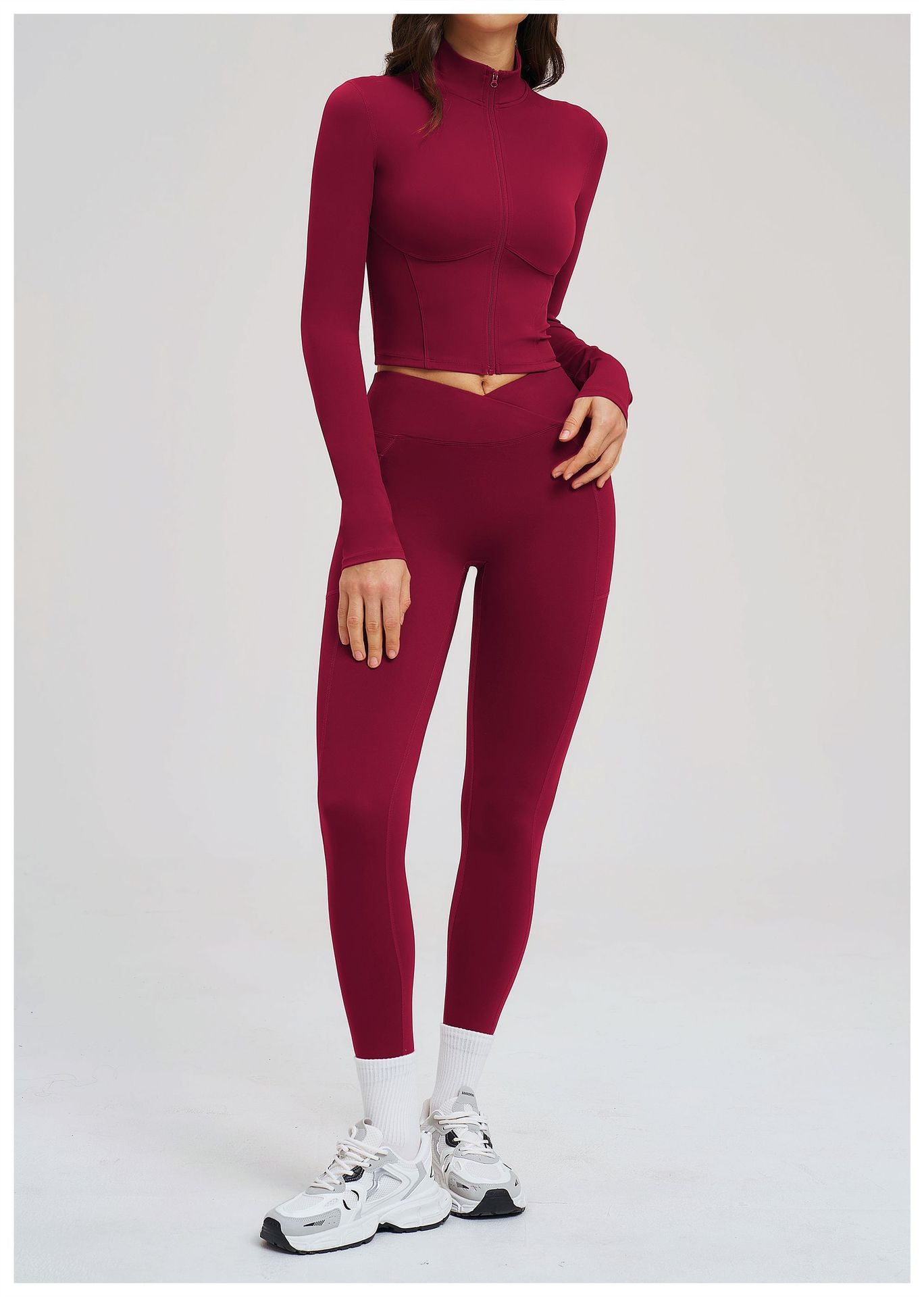Women Nude Feel Yoga Zipper Tight Sports Workout Clothes Outdoor Running Sports Set